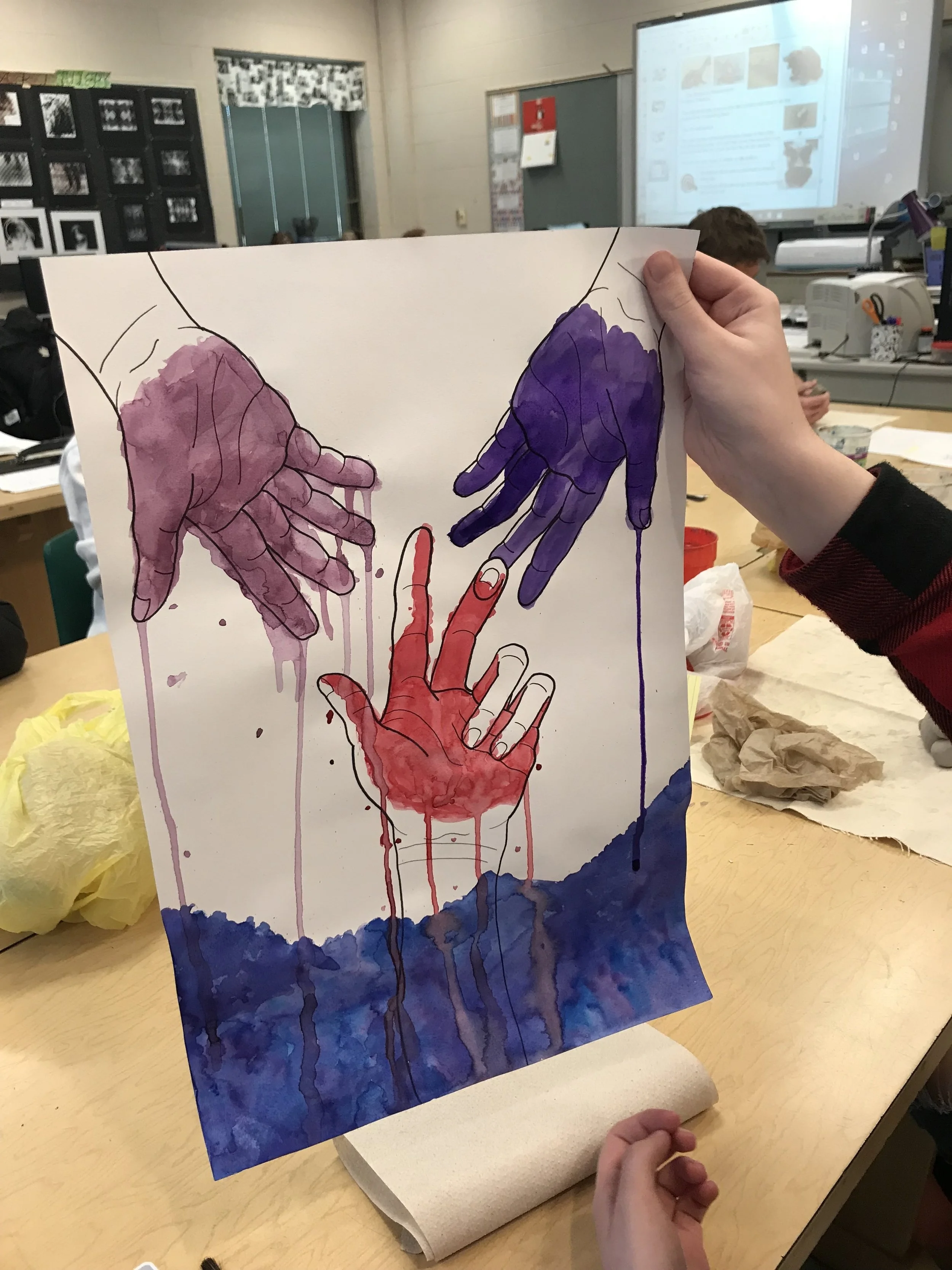 HS Art Foundations Contour Line &amp; Abstract Watercolor Painting