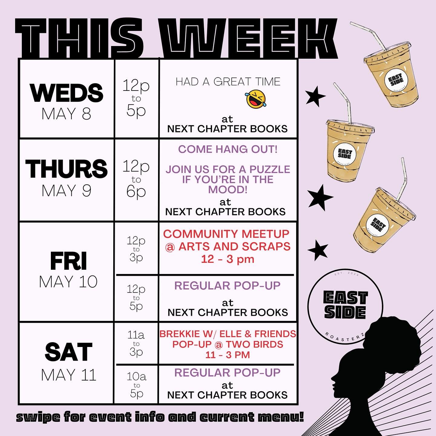 Ooop&mdash; here&rsquo;s this week&rsquo;s schedule!! 😅

In addition to our regular pop-ups at @nextchapterbooksdetroit we also have TWO community pop-ups this week! Read on or swipe for info on everything 😇

🎨 Friday we are also at @artsandscraps