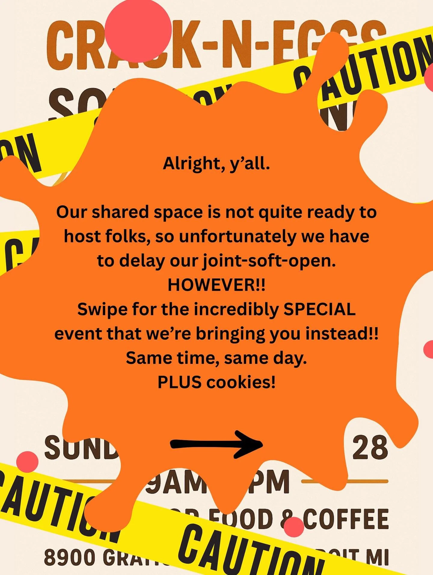 ✨HI YALL✨

Unfortunately our soft open in our shared space will be postponed (reschedule coming soon!) We are so sad BUT

Lisa at @sisterpiedetroit has graciously opened her doors for us to &ldquo;take over&rdquo; the Sister Pie space &mdash; so you&