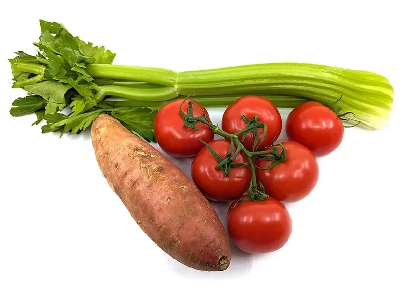 Ingredients - celery, tomato and kumara