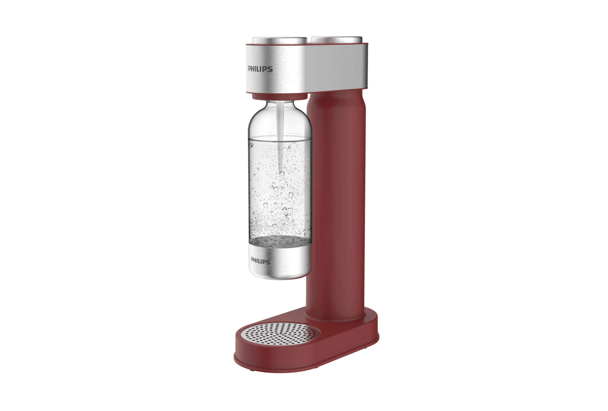 Philips GoZero - Machine à Soda Manuelle 1 L, Rouge - Sans électricité, Sans BPA, économiseur De Bouteilles