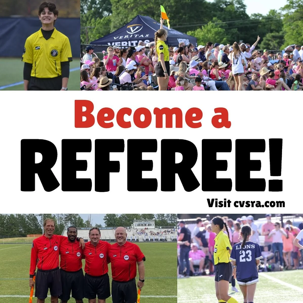 Winter registration has started!❄️
Please spread the word to anyone wanting to be a referee that we have posted our winter registration Zoom classes on cvsra.com. 

P.S. Winter break is a great time to get your training complete😉⚽️