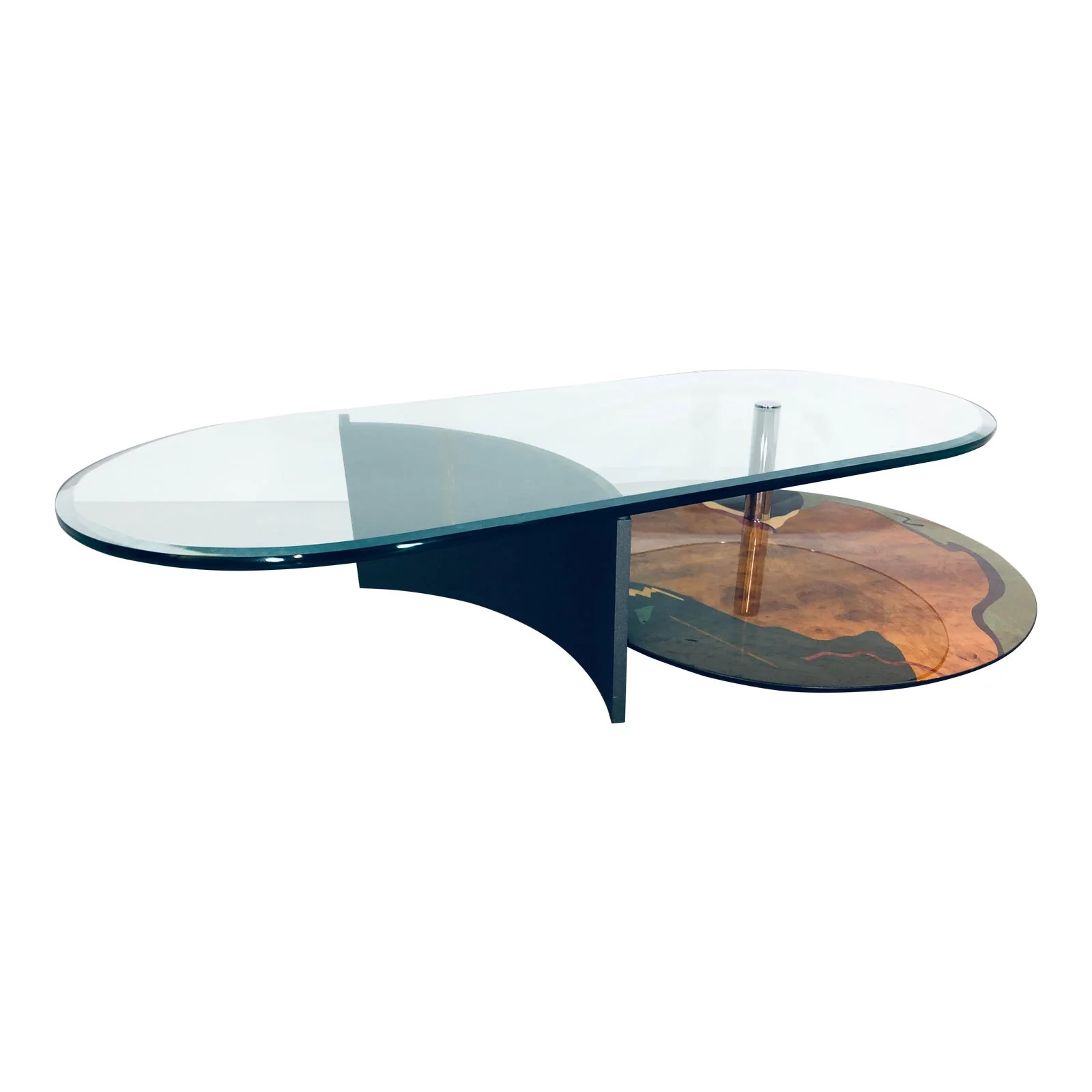 1980s Modern Saporiti Italia Coffee Table With Cantilevered Glass Top