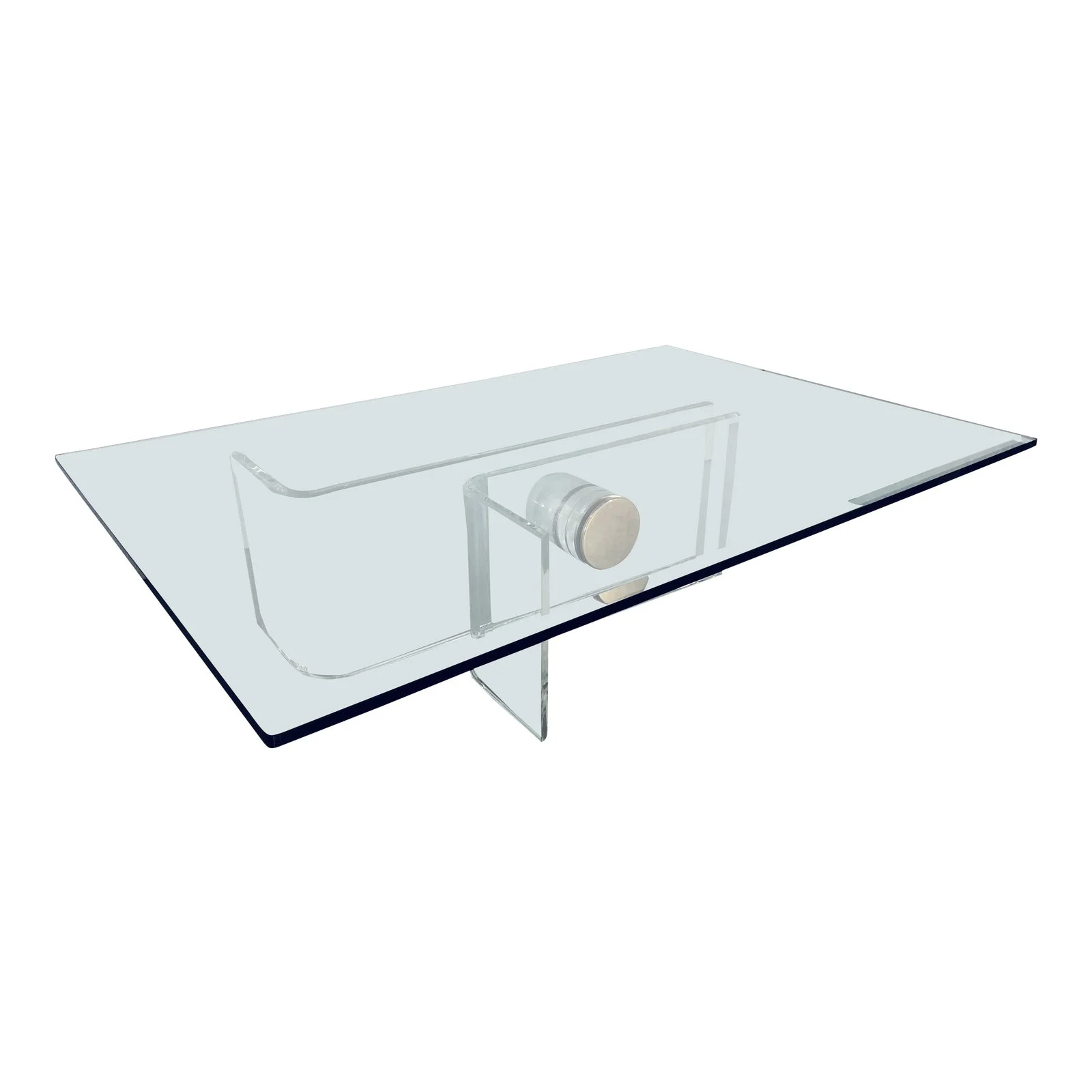 Karl Springer Sculptural Lucite and Brass Coffee Table, 1970s Mid-Century Modern