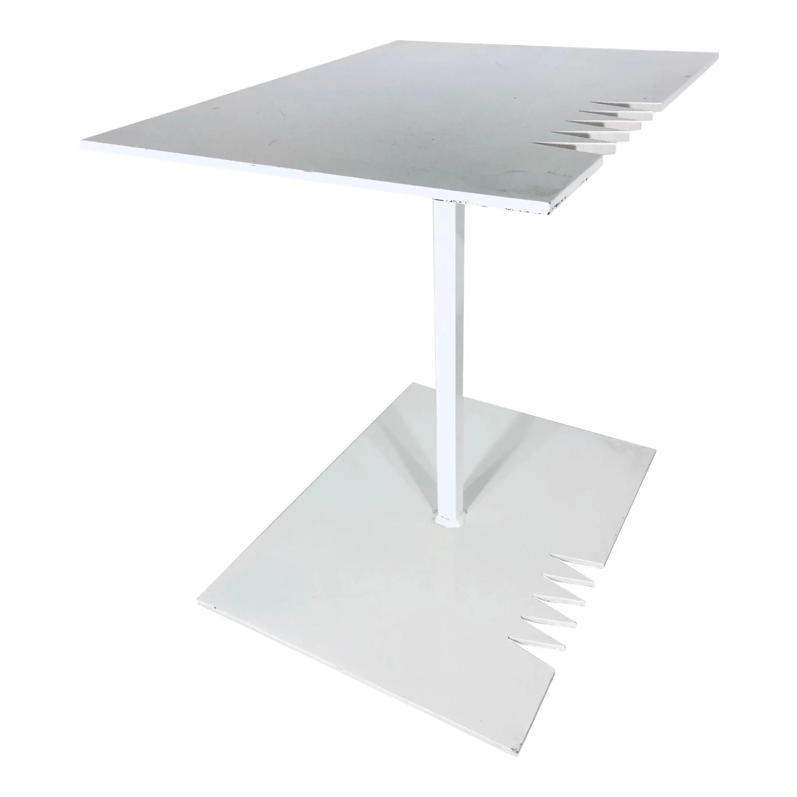 Artist Signed White Lacquered Steel Side Table