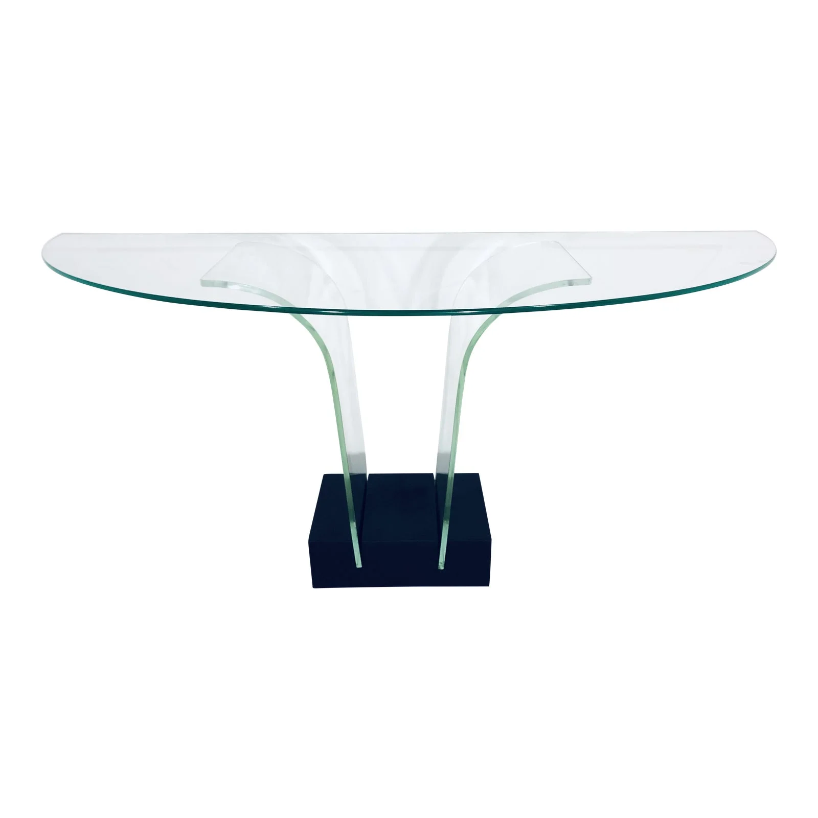 Illuminated Art Deco Revival Glass Console Table, 1970s