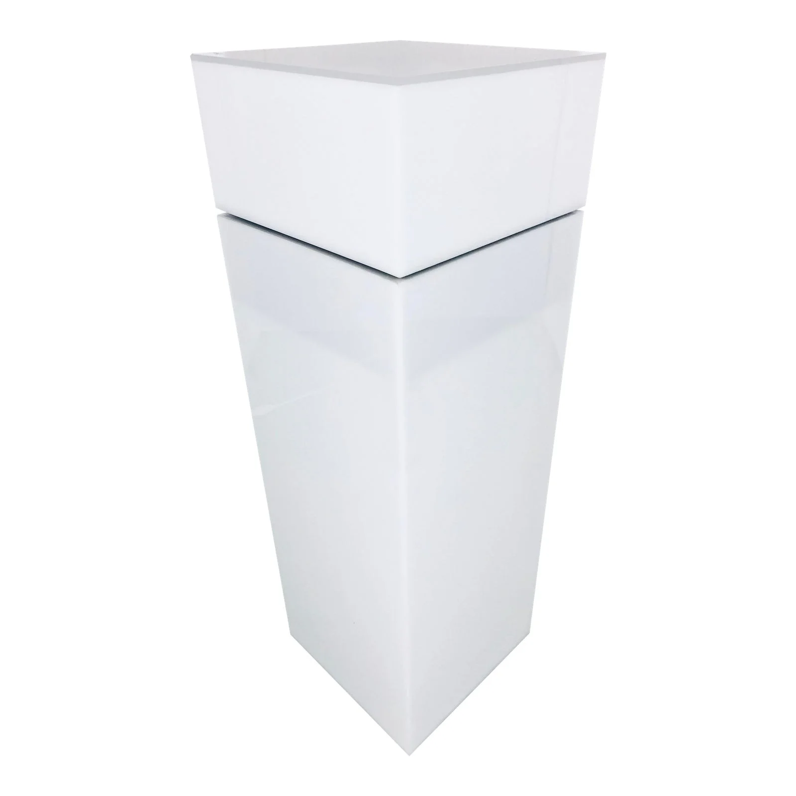 Haziza Illuminated and Rotating White Lucite Pedestal Table