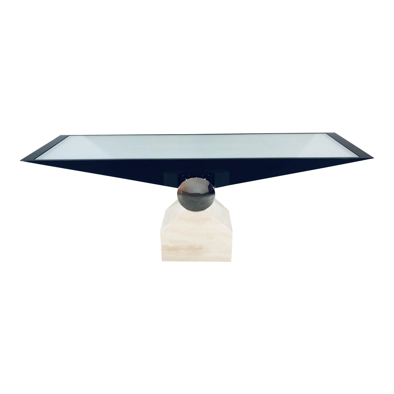 J. Wade Beam “Maidda” Illuminated Travertine Console Table for Brueton, 1990s Post Modern