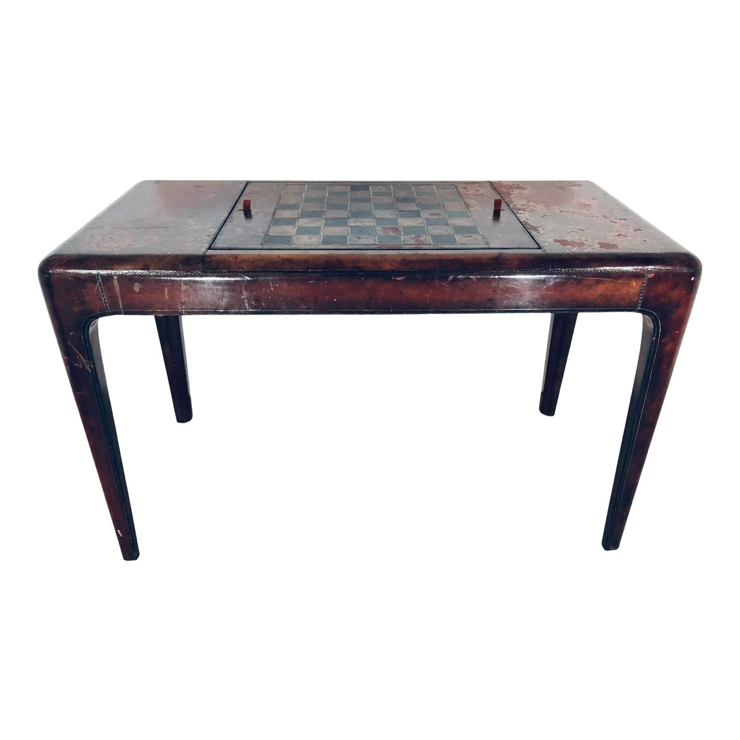 Mid-Century Modern Maitland Smith Distressed Leather Game Table