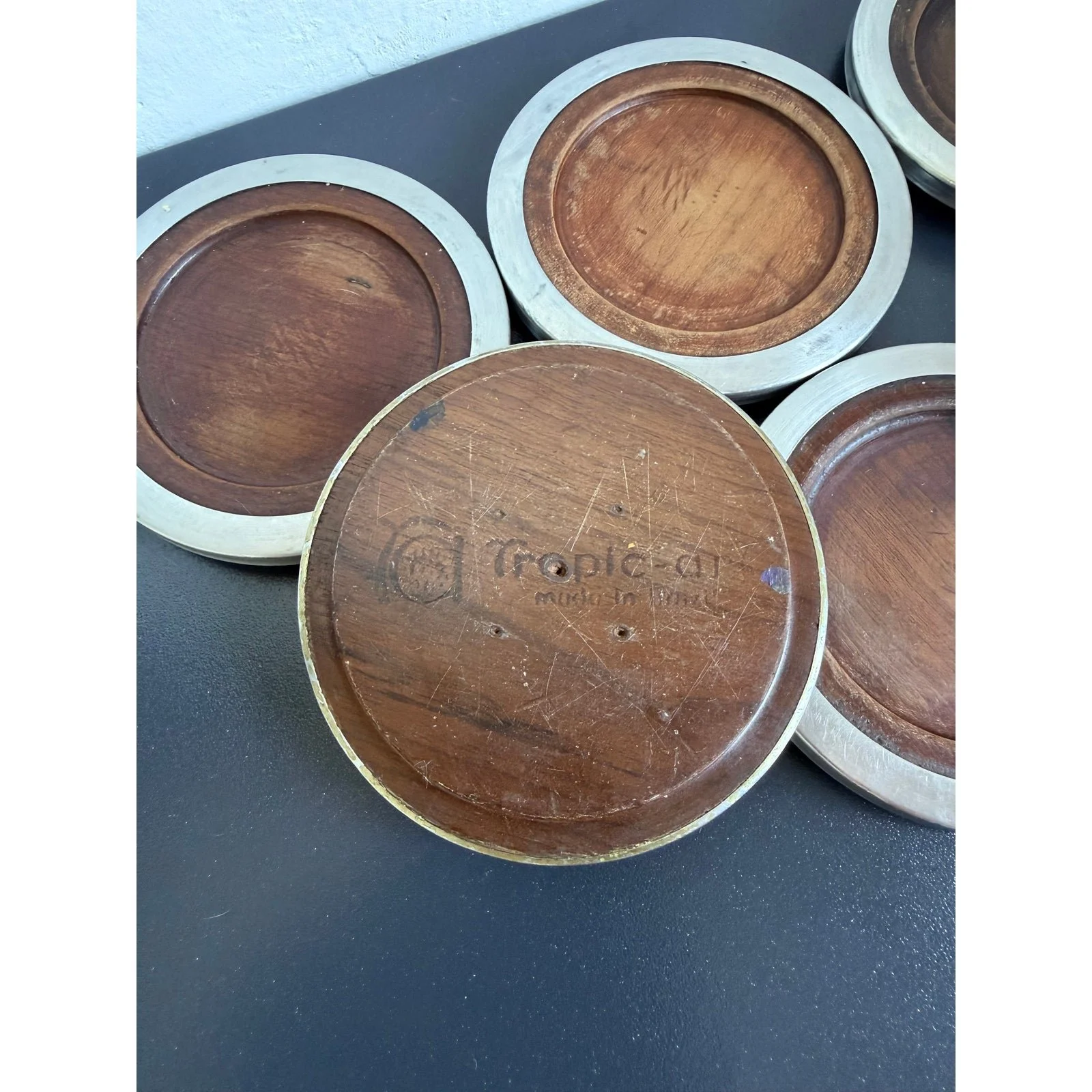 jean-dobre-jacaranda-and-stainless-steel-coasters-for-tropic-art-set-of-six-1556