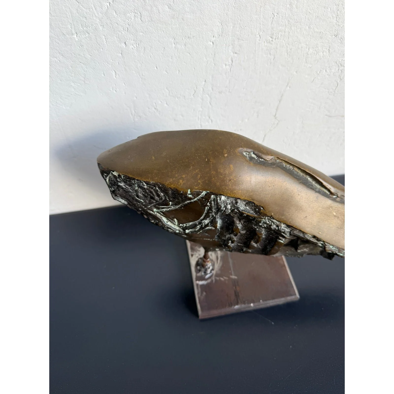 brazilian-modernist-fossilized-bronze-fish-sculpture-on-steel-base-by-mario-agostinelli-1980