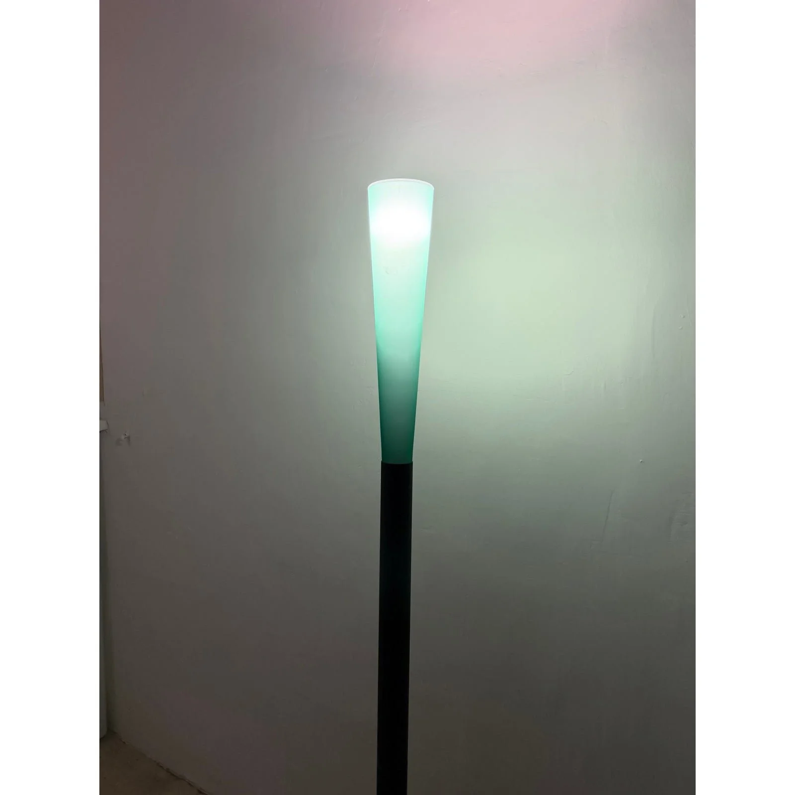 koch-and-lowy-postmodern-green-glass-and-steel-floor-lamp-1990