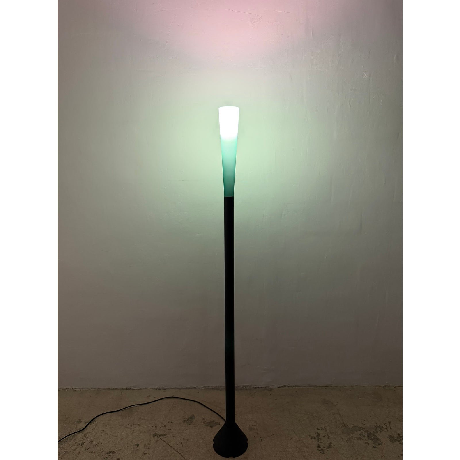 koch-and-lowy-postmodern-green-glass-and-steel-floor-lamp-1990