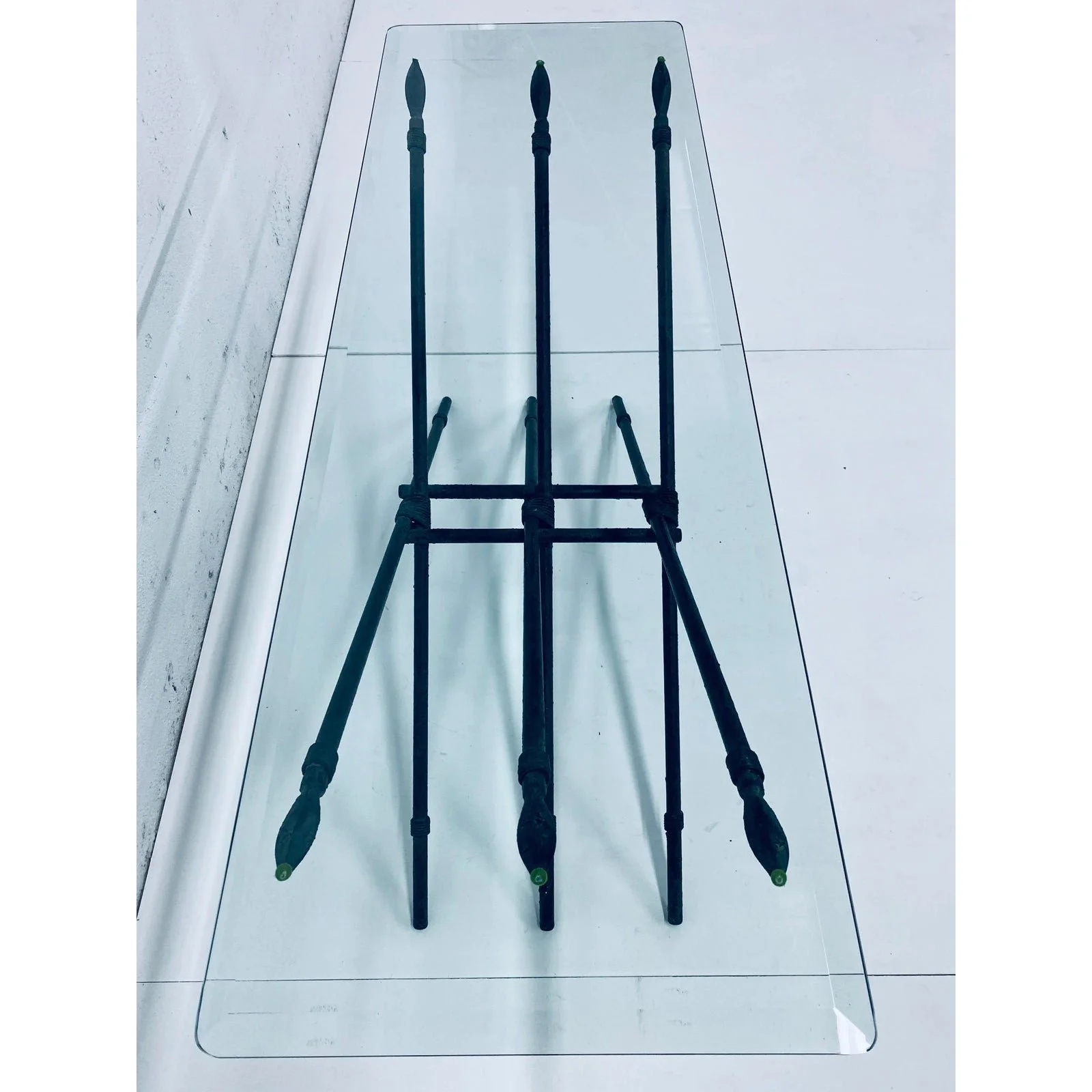 modern-bronzed-metal-spear-low-console-table-7822