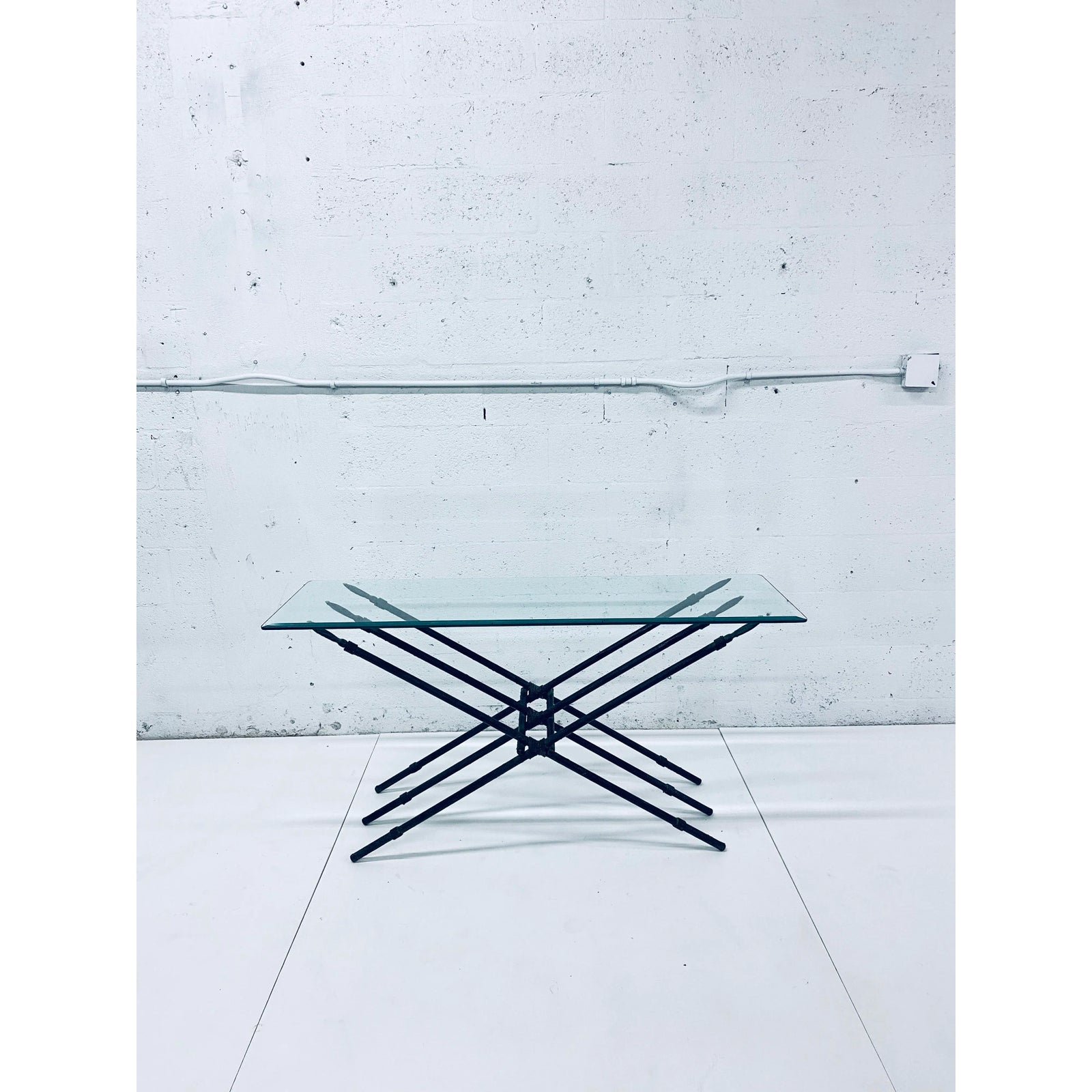 modern-bronzed-metal-spear-low-console-table-3932