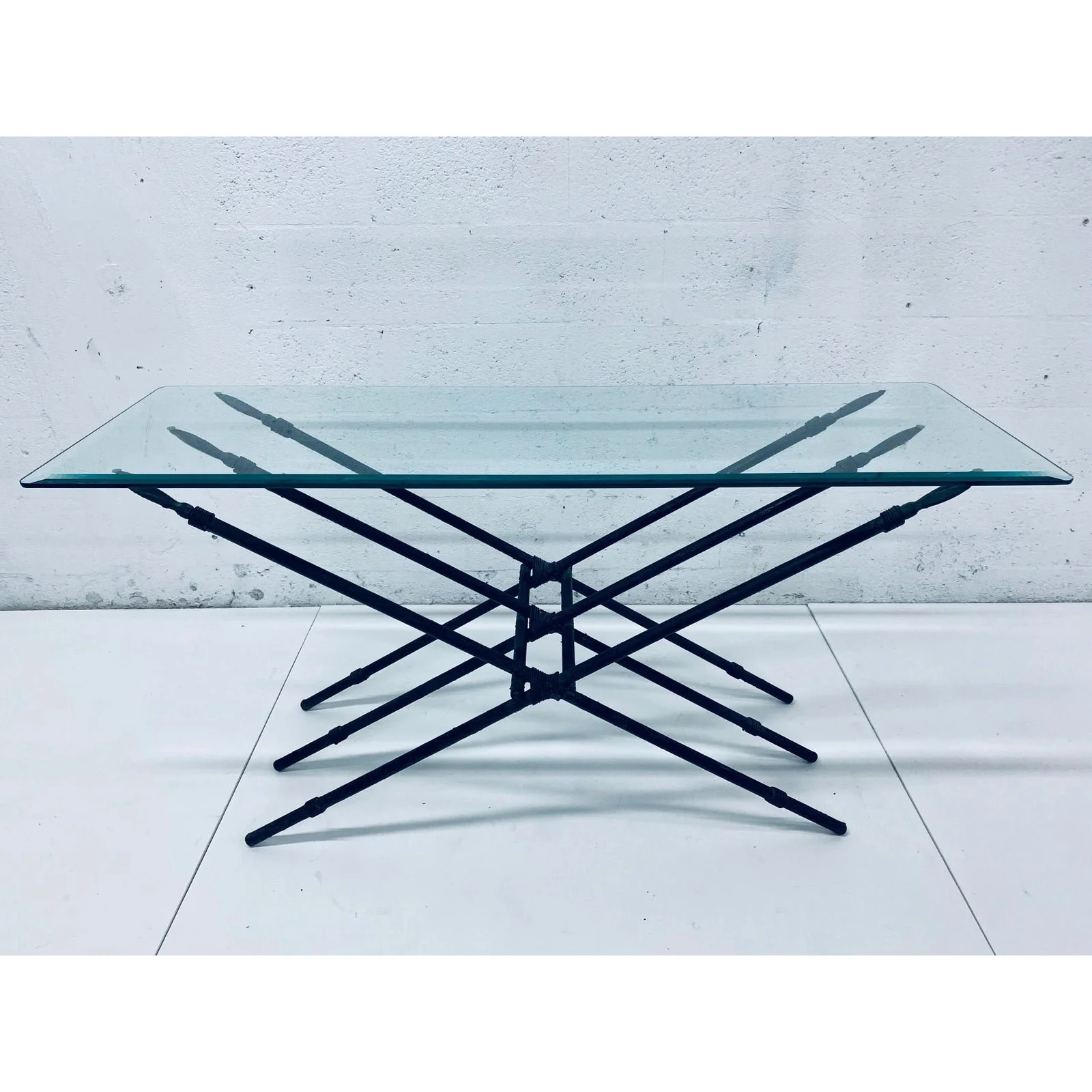 modern-bronzed-metal-spear-low-console-table-4166