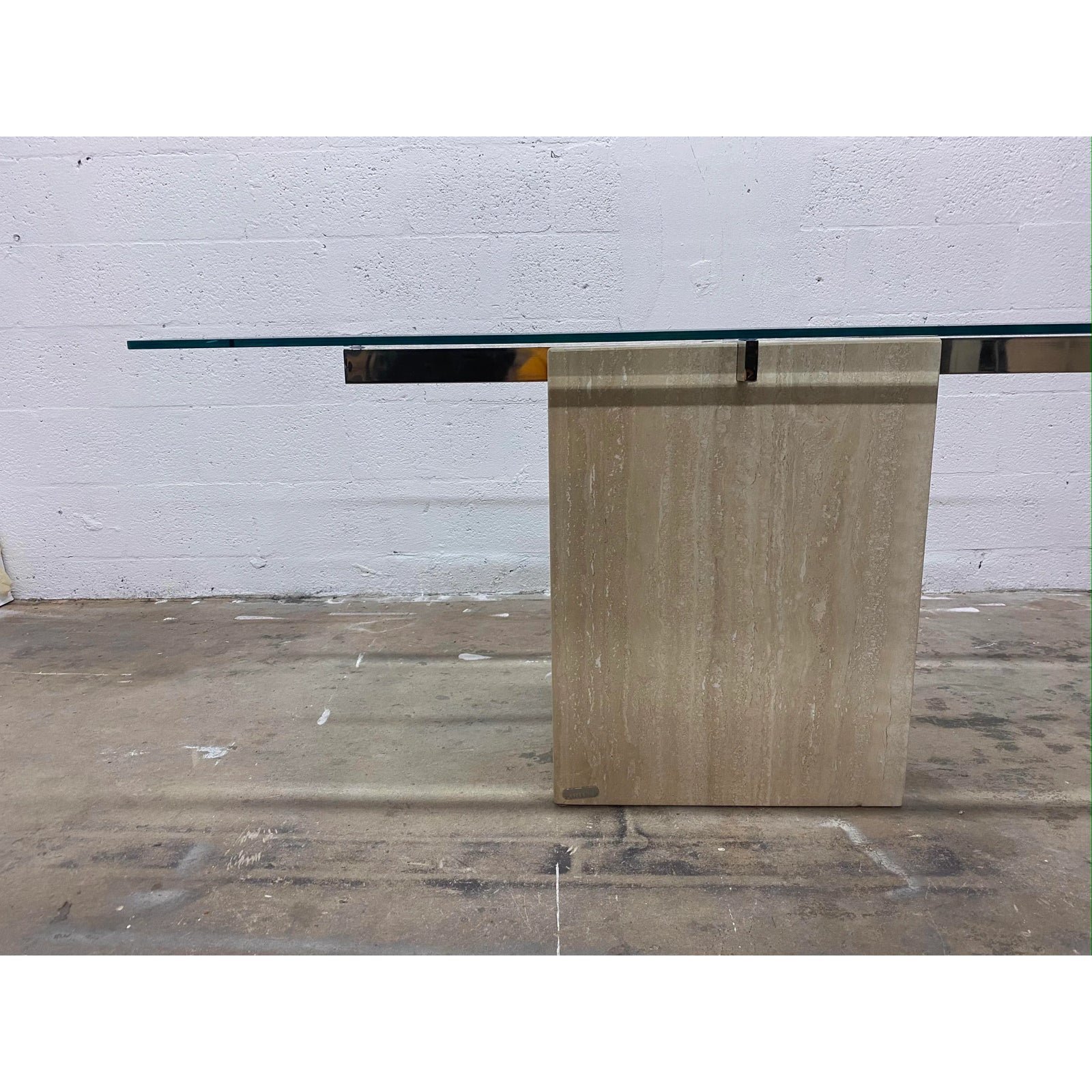 glass-top-rectangular-travertine-and-chrome-console-table-by-artedi-4103
