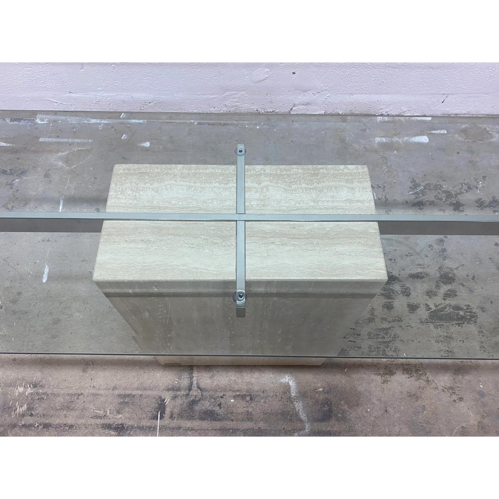 glass-top-rectangular-travertine-and-chrome-console-table-by-artedi-4249