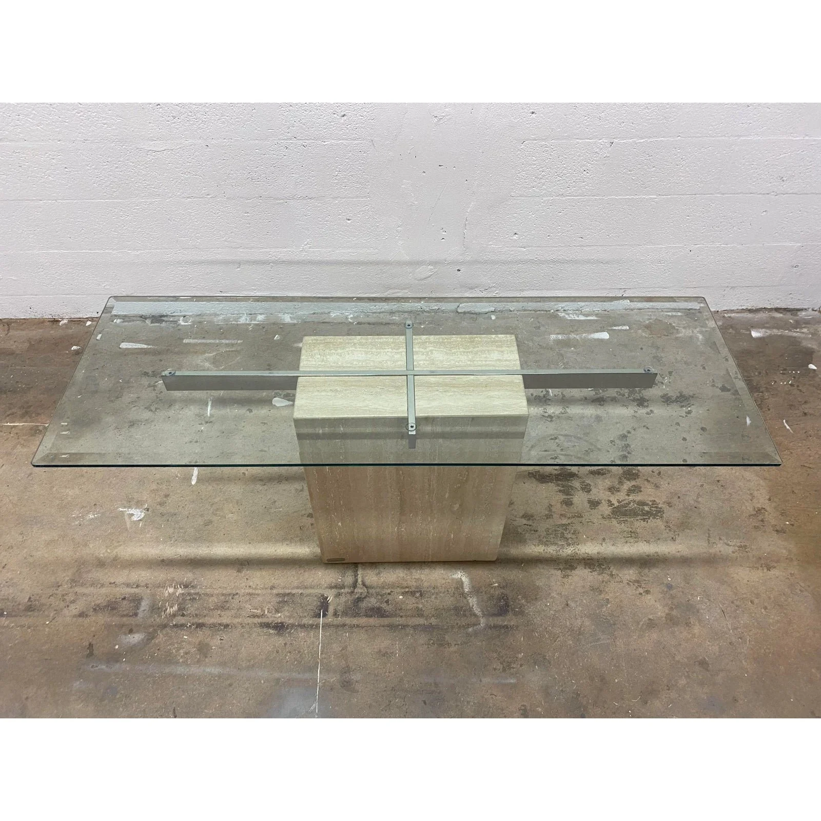 glass-top-rectangular-travertine-and-chrome-console-table-by-artedi-3093
