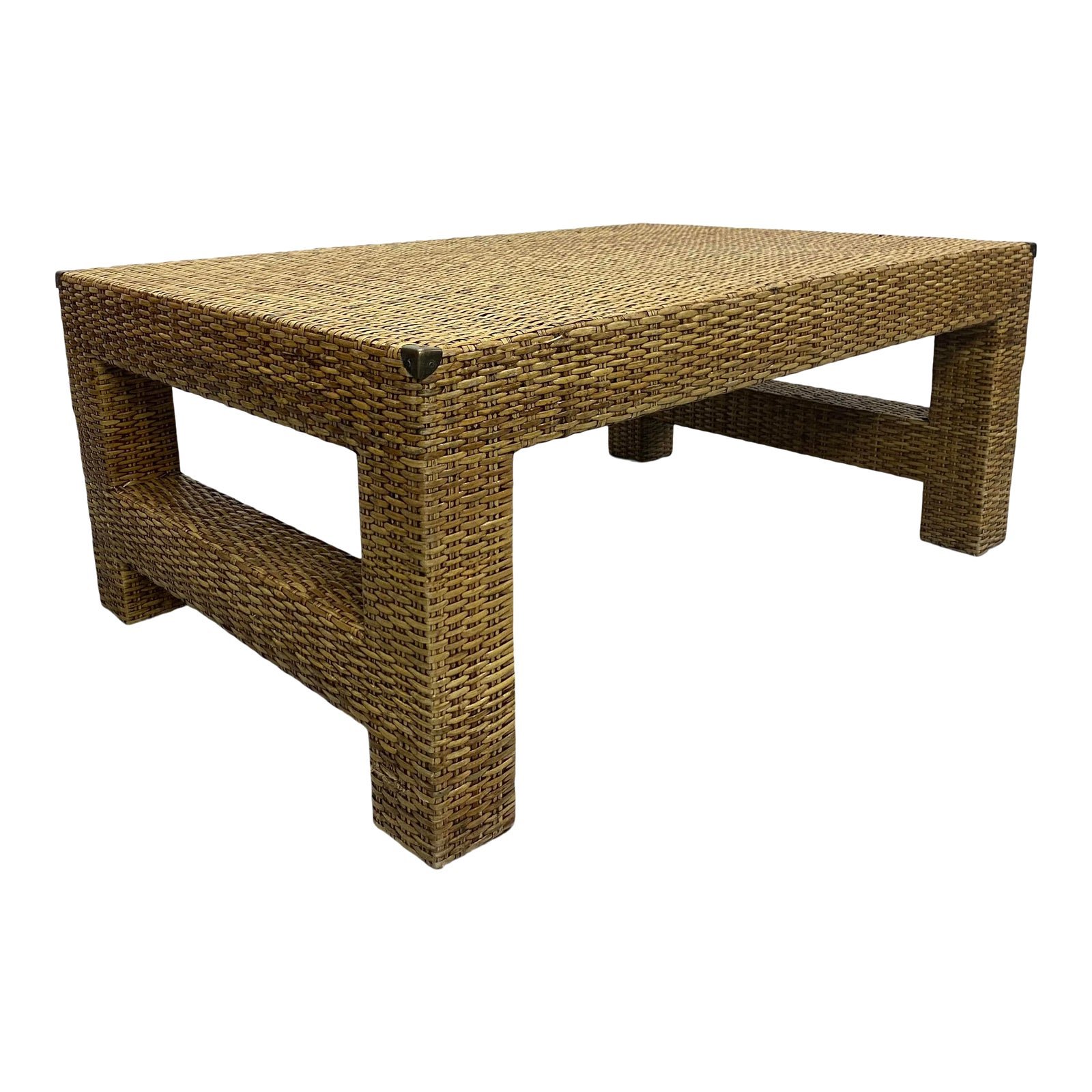 natural-fiber-woven-rattan-coffee-table-with-vintage-brass-corners-8543