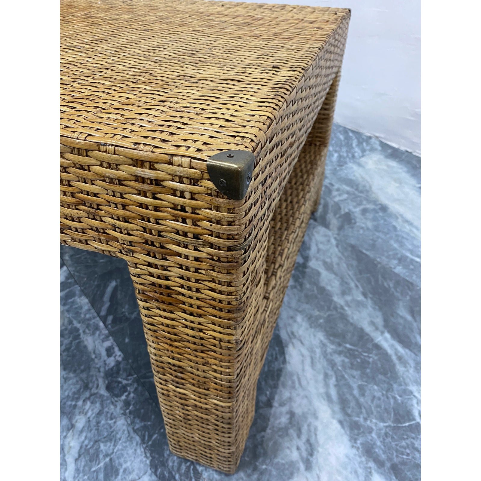 natural-fiber-woven-rattan-coffee-table-with-vintage-brass-corners-8589