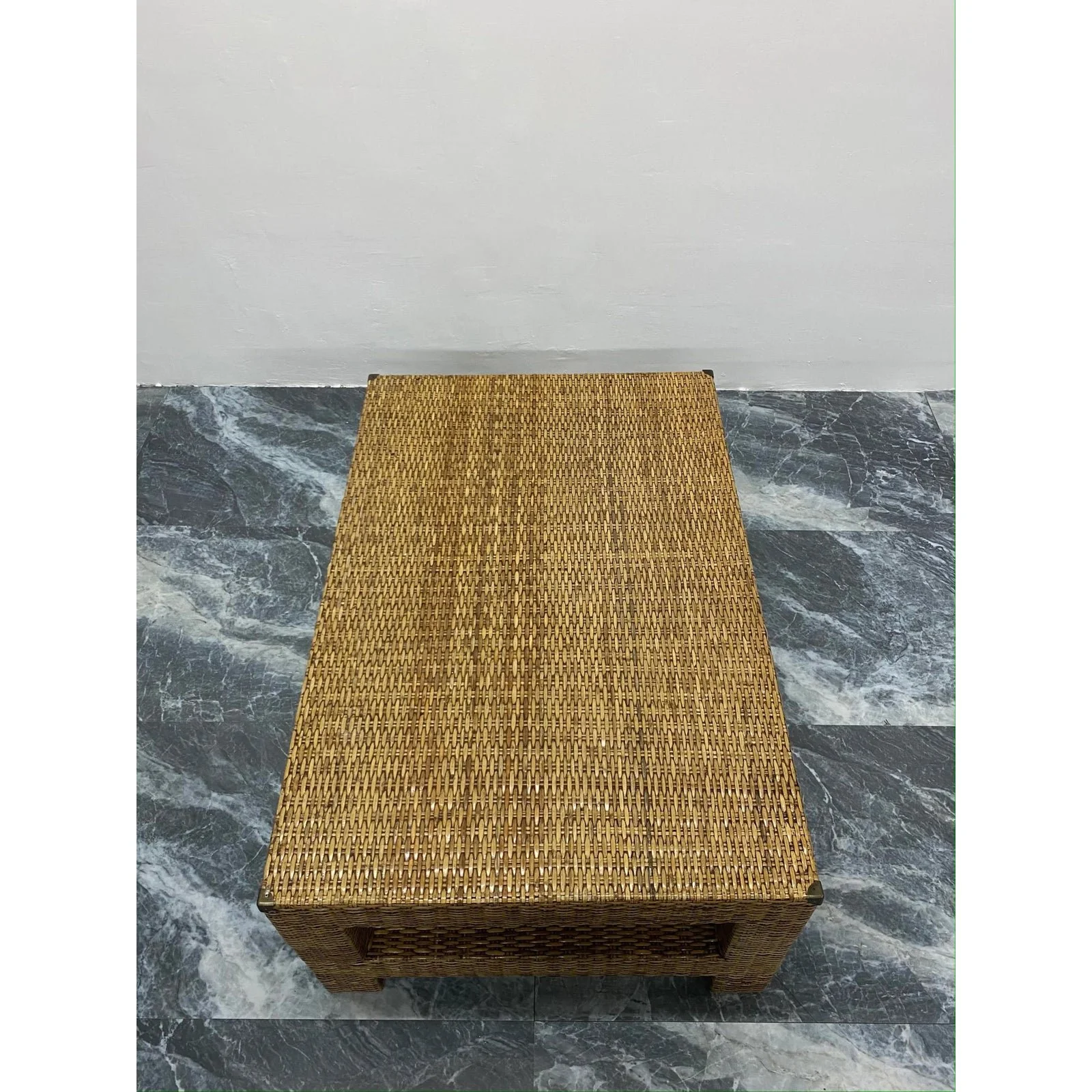 natural-fiber-woven-rattan-coffee-table-with-vintage-brass-corners-0901