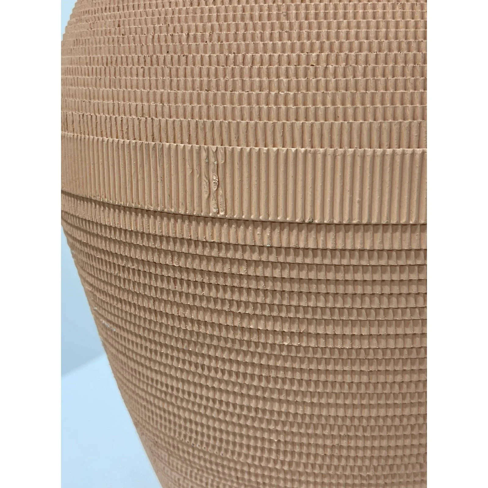 1980s-postmodern-dusty-peach-corrugated-cardboard-vase-by-flute-chicago-3925