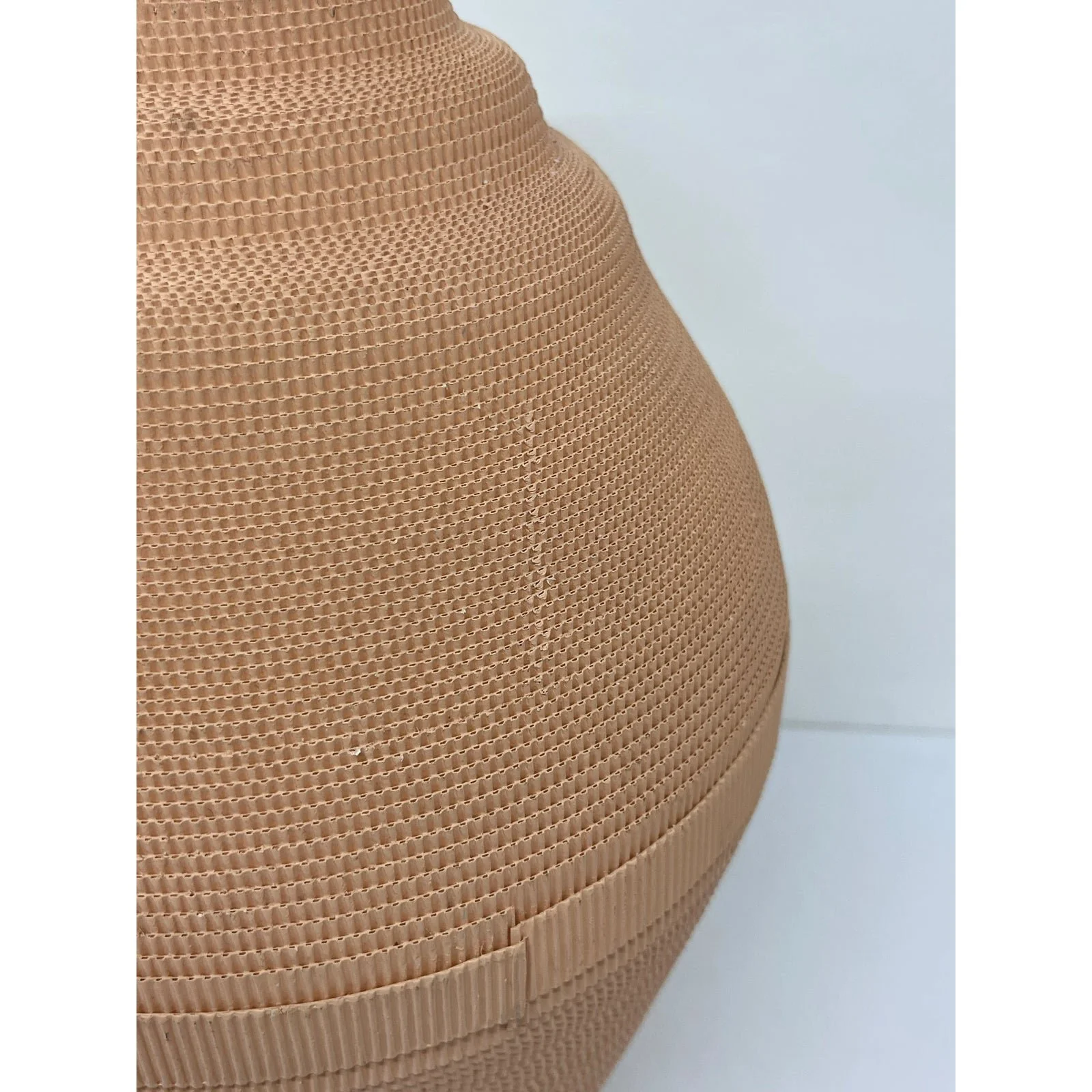 1980s-postmodern-dusty-peach-corrugated-cardboard-vase-by-flute-chicago-1947