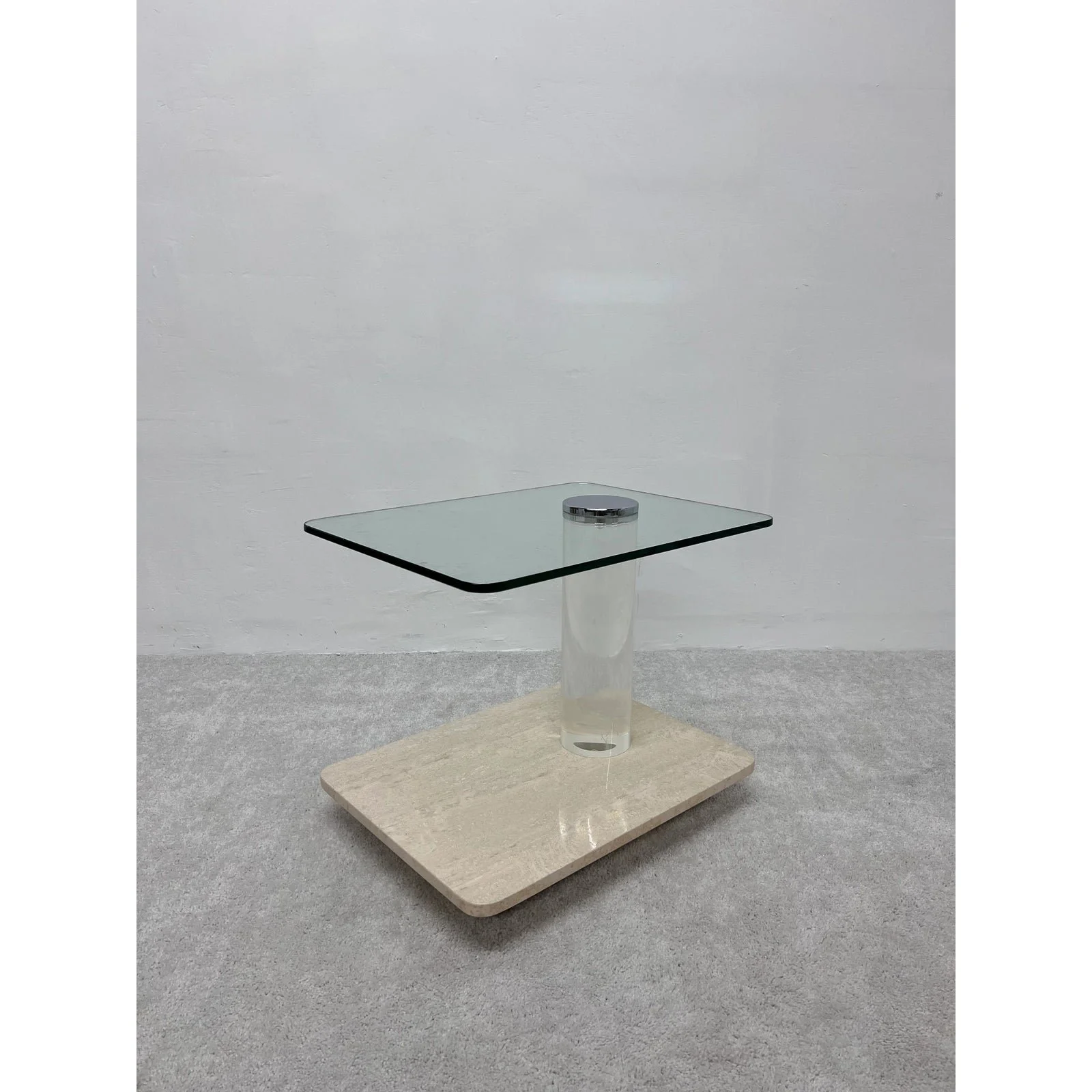 lion-in-frost-travertine-and-glass-side-table-with-lucite-column-1970s-3170