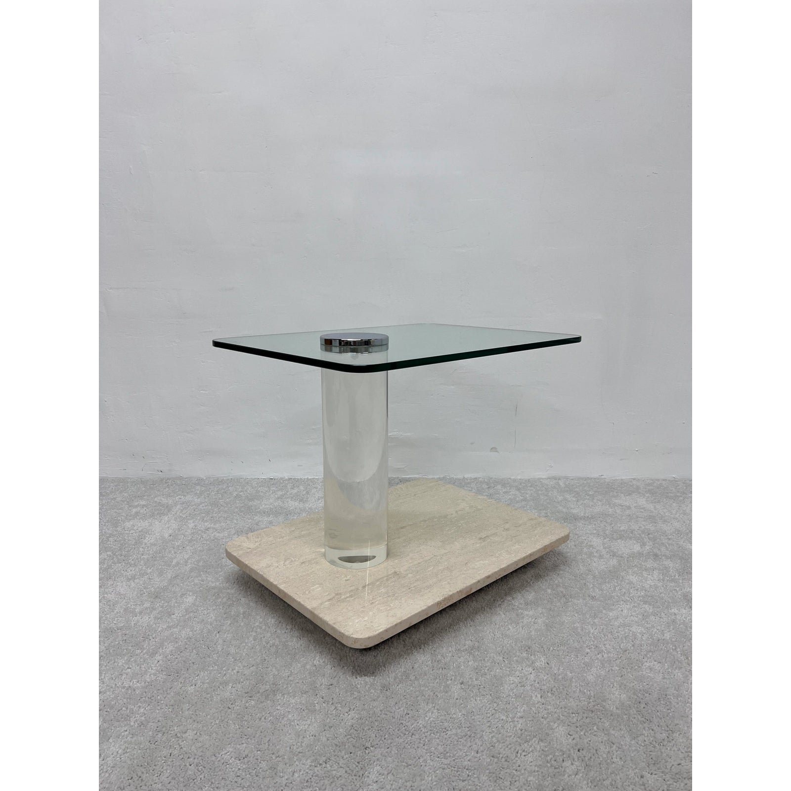 lion-in-frost-travertine-and-glass-side-table-with-lucite-column-1970s-9081