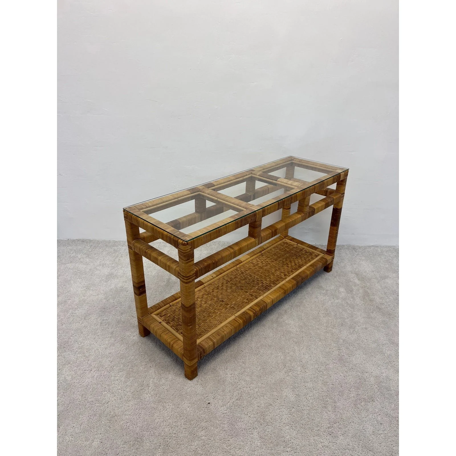 mid-century-rattan-and-glass-top-console-table-6210