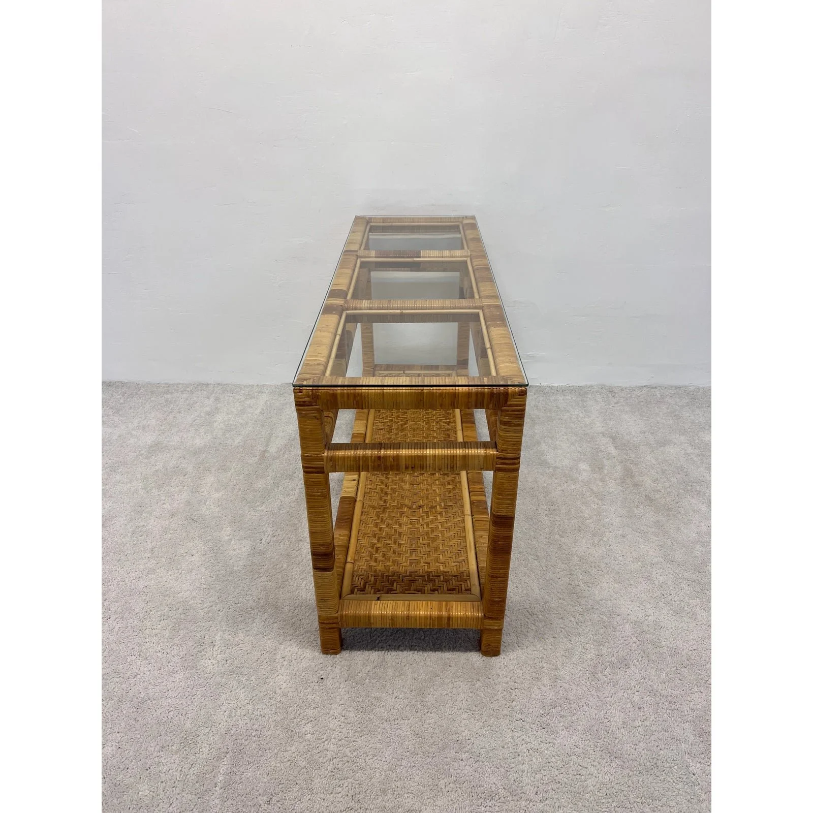 mid-century-rattan-and-glass-top-console-table-2982