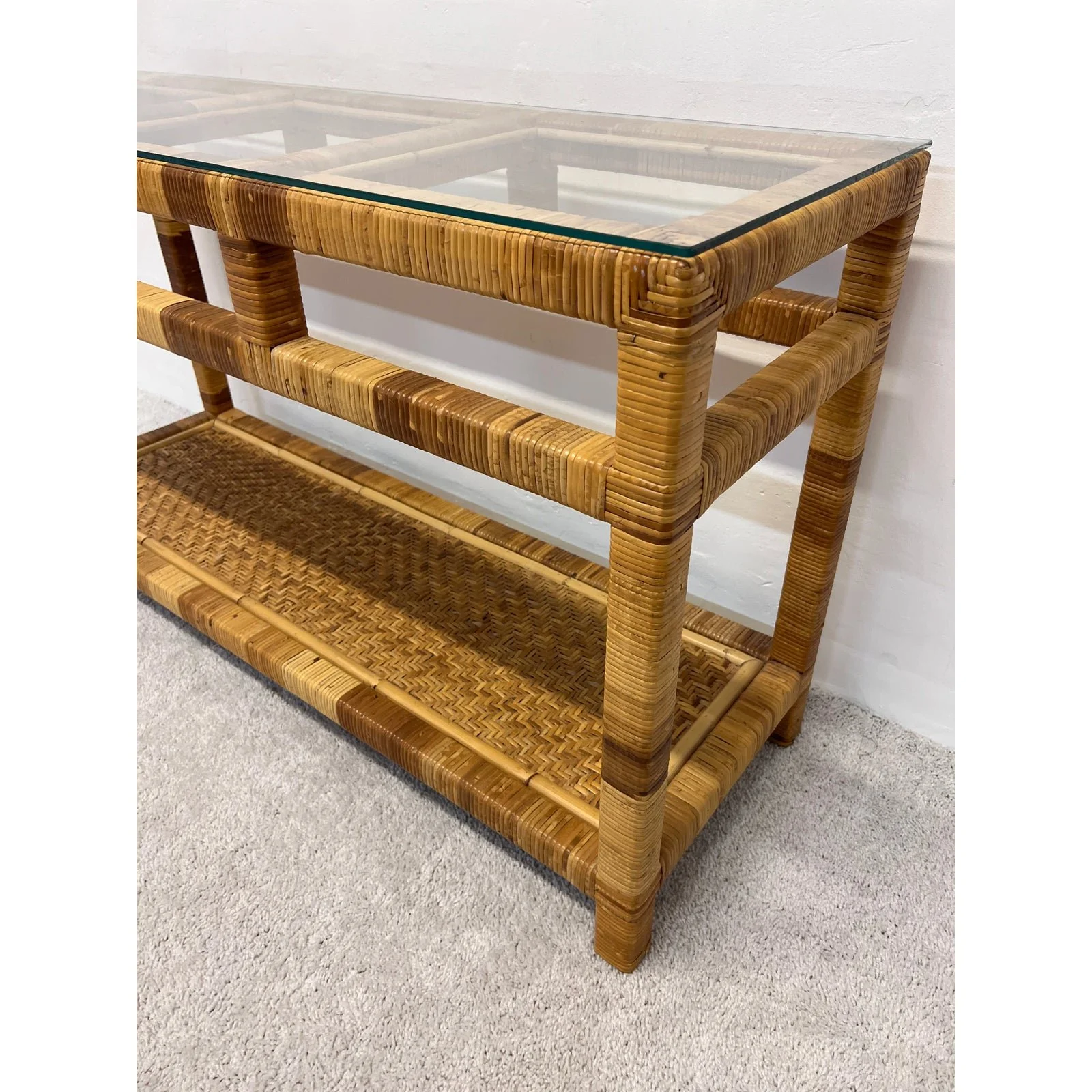 mid-century-rattan-and-glass-top-console-table-7485