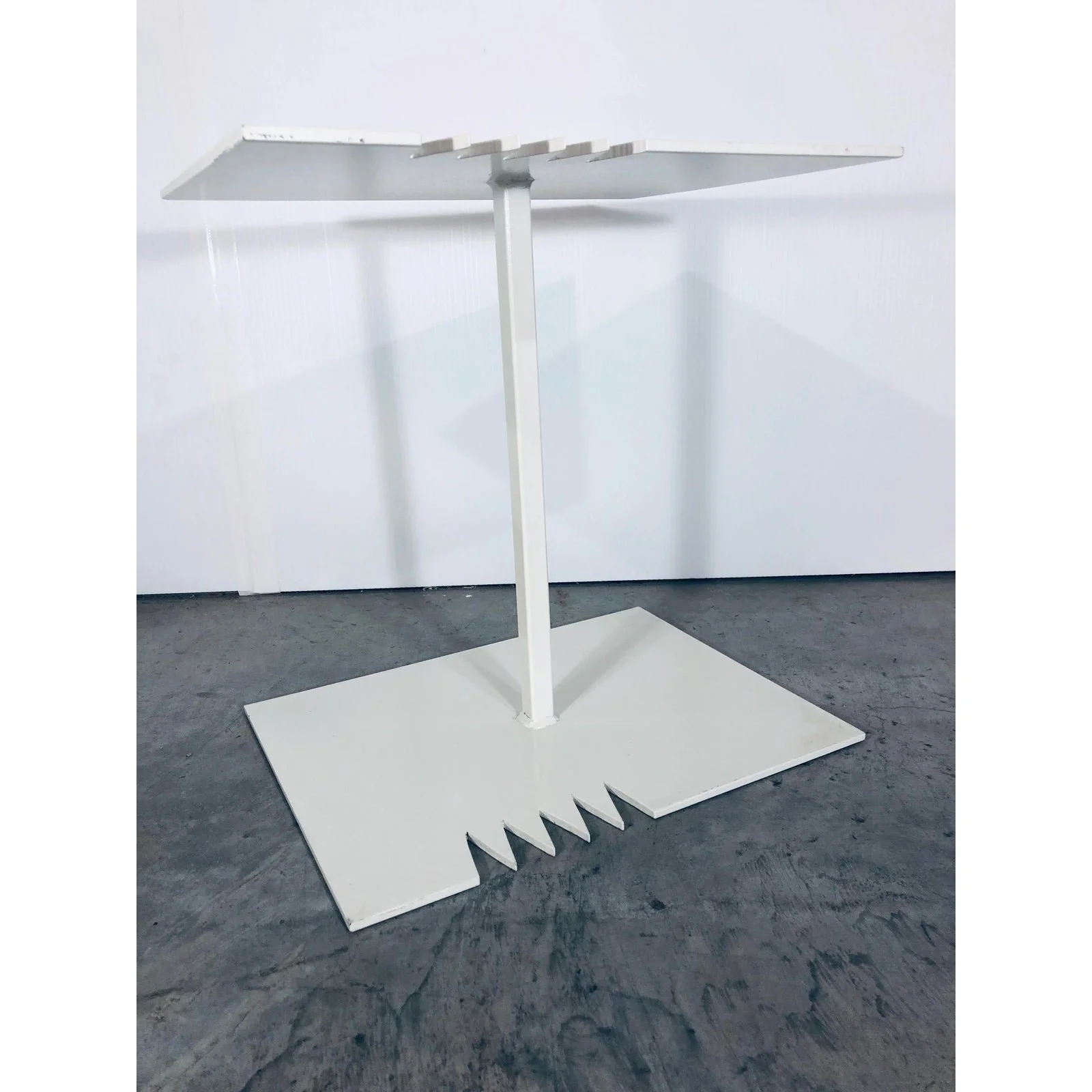 artist-signed-white-lacquered-steel-side-table-7038