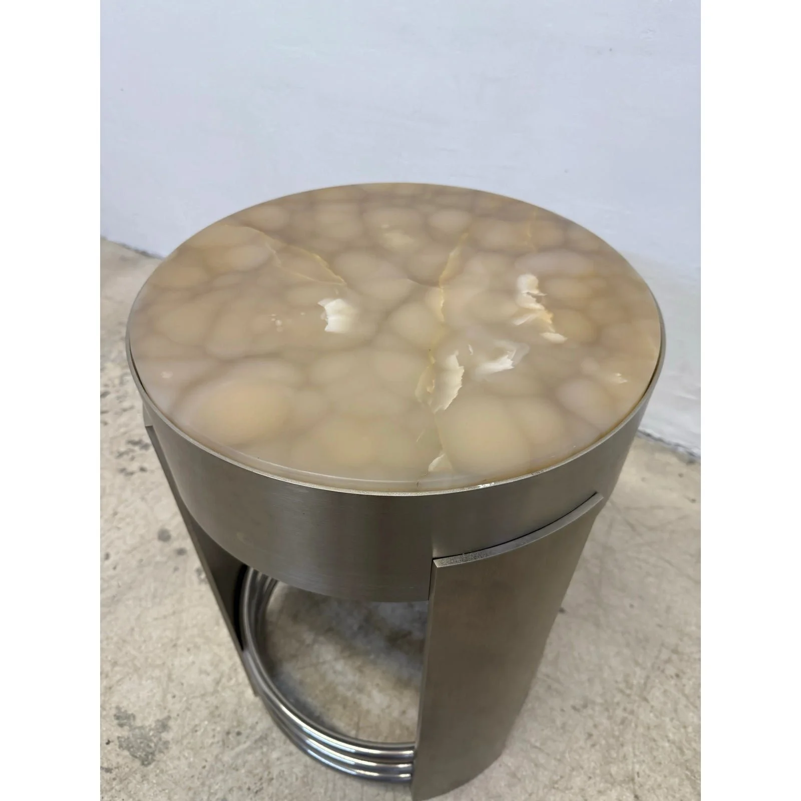 art-deco-revival-brushed-steel-and-chrome-accent-occasional-table-1980s-2017