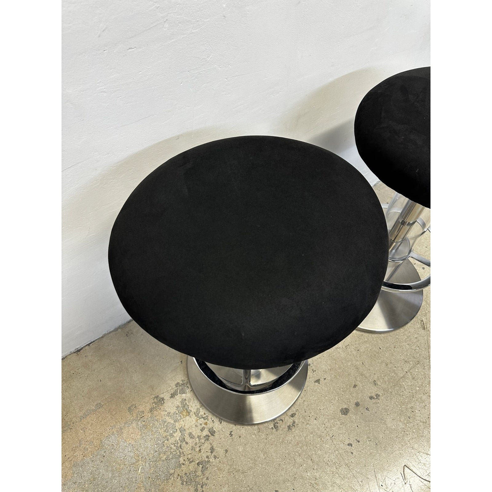 design-for-leisure-steel-and-black-ultra-suede-swivel-bar-stools-a-pair-1000