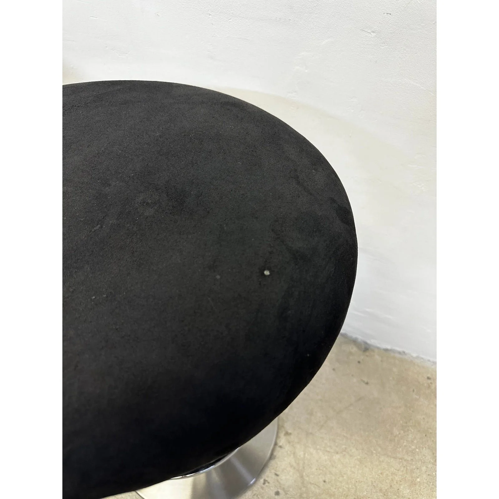 design-for-leisure-steel-and-black-ultra-suede-swivel-bar-stools-a-pair-8485