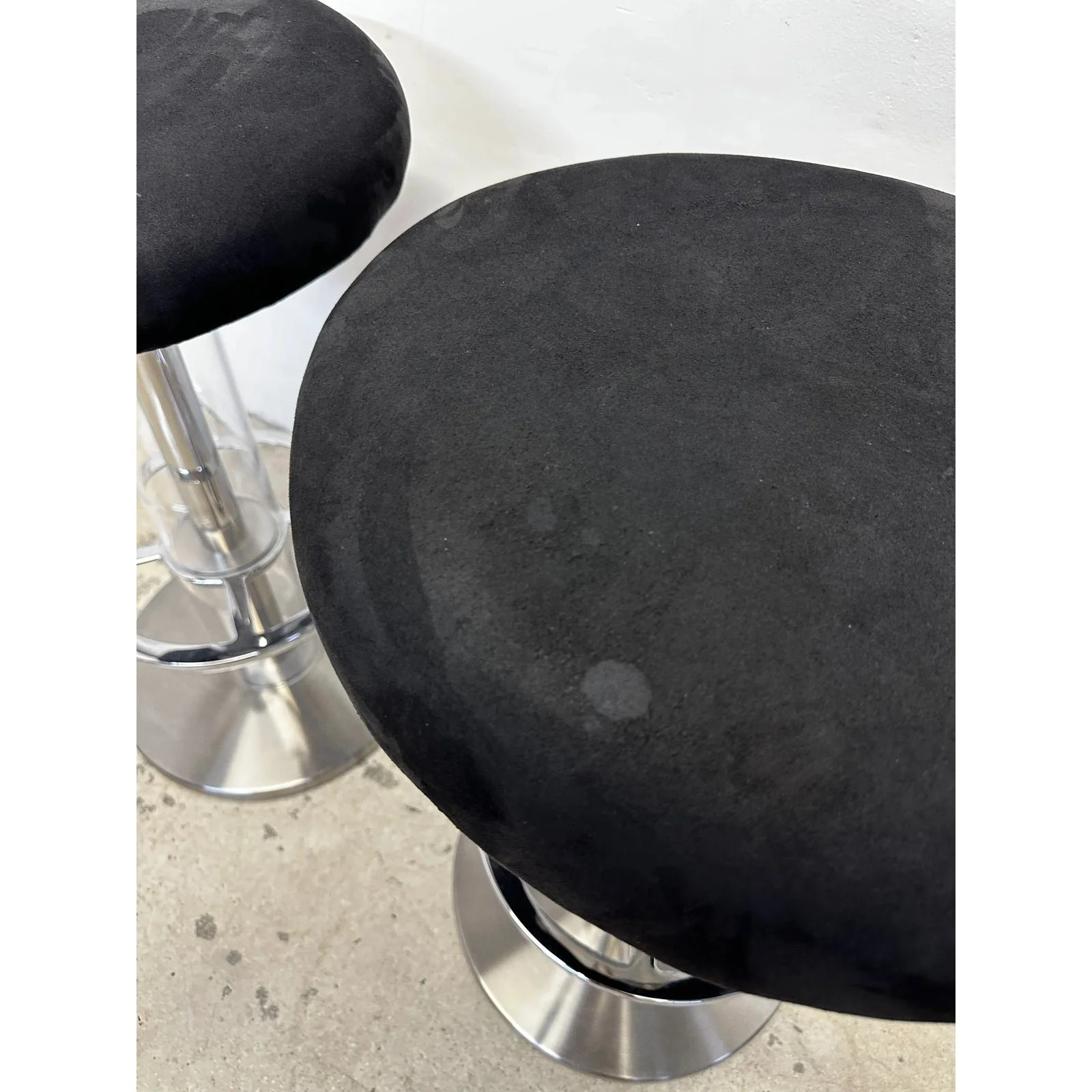 design-for-leisure-steel-and-black-ultra-suede-swivel-bar-stools-a-pair-0130