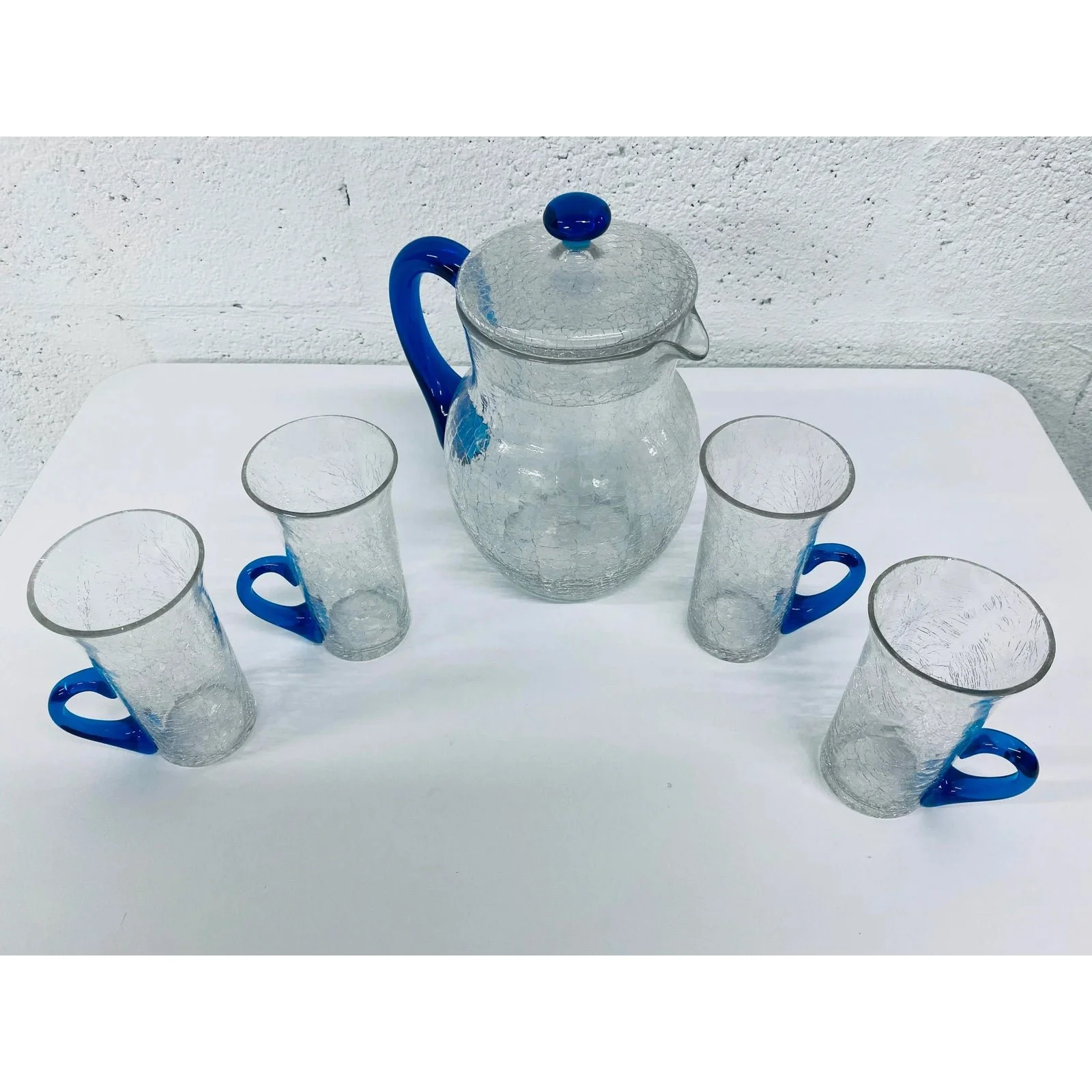 crackle-glass-pitcher-and-tumbler-set-by-morgantown-2422