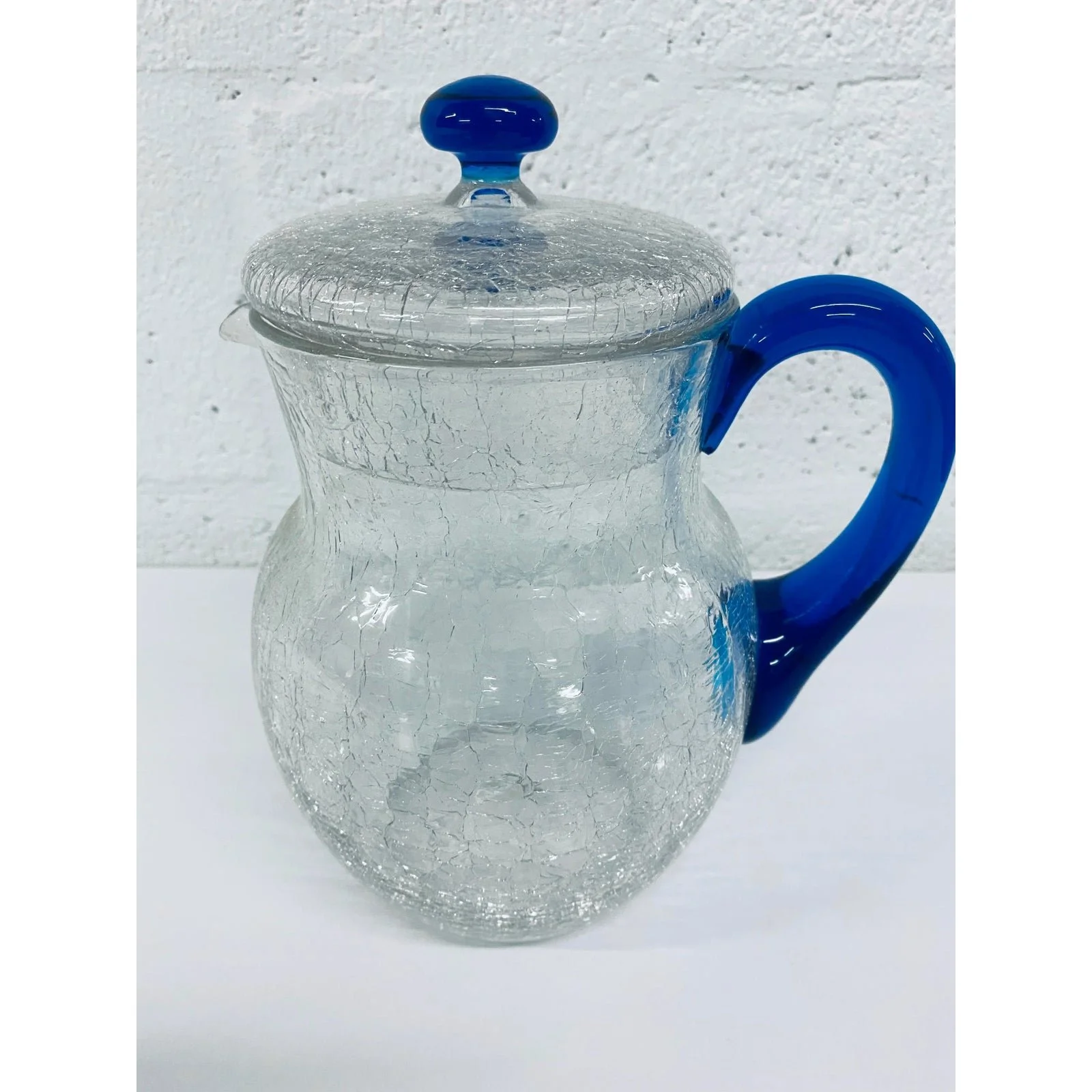 crackle-glass-pitcher-and-tumbler-set-by-morgantown-8123