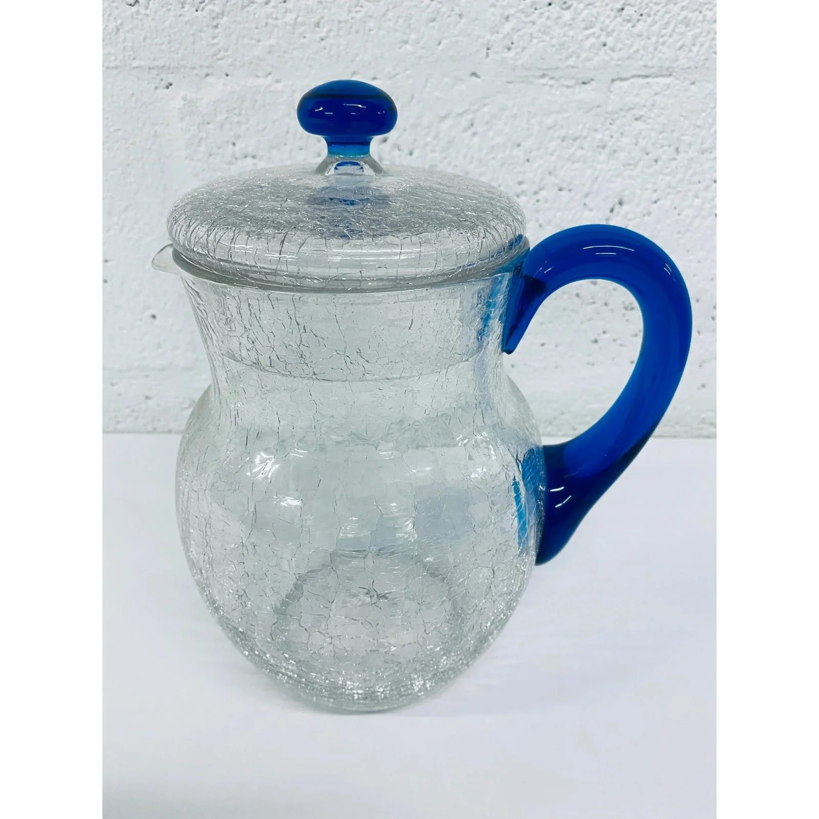 crackle-glass-pitcher-and-tumbler-set-by-morgantown-6746