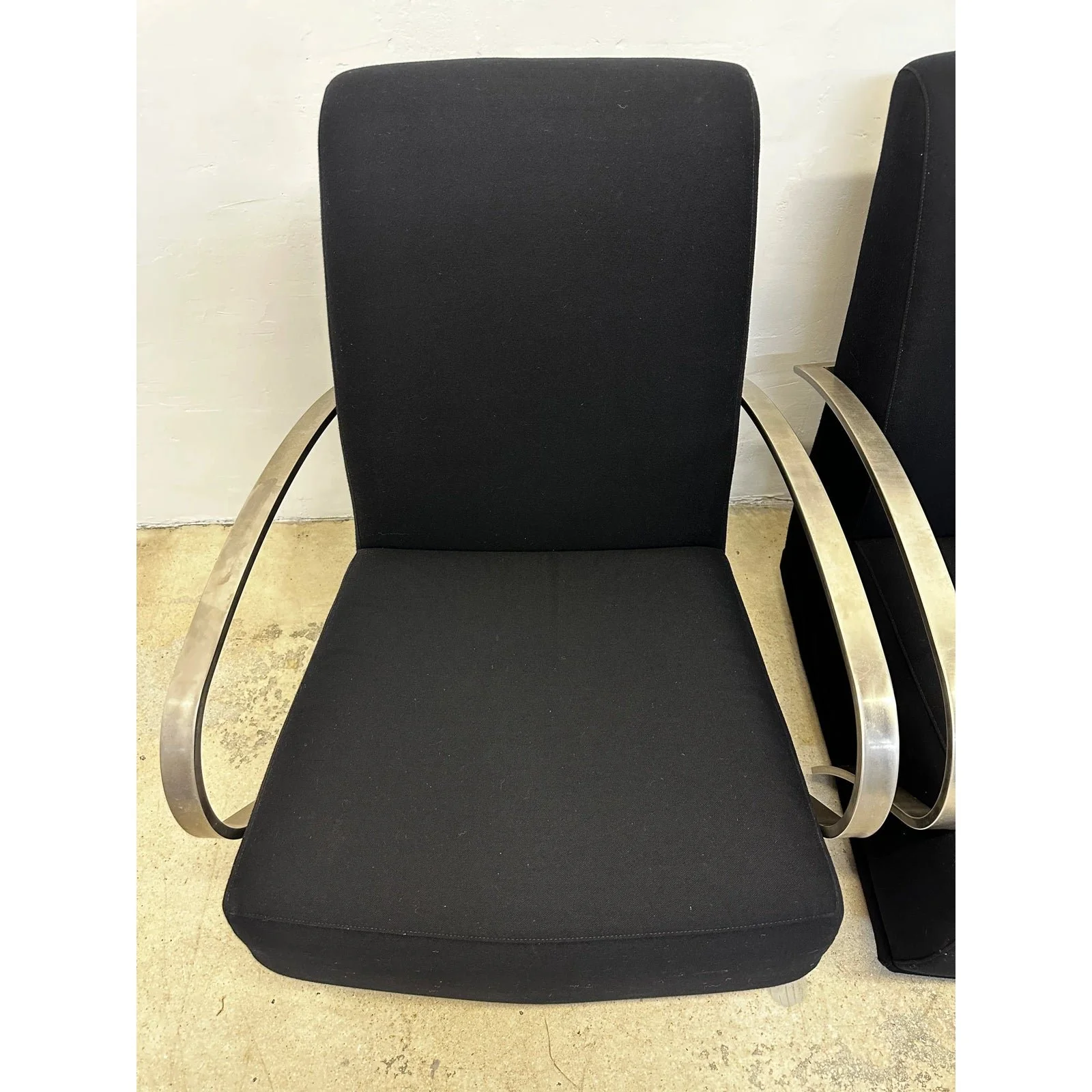 art-deco-revival-black-lounge-chairs-with-steel-arms-by-directional-a-pair-3474