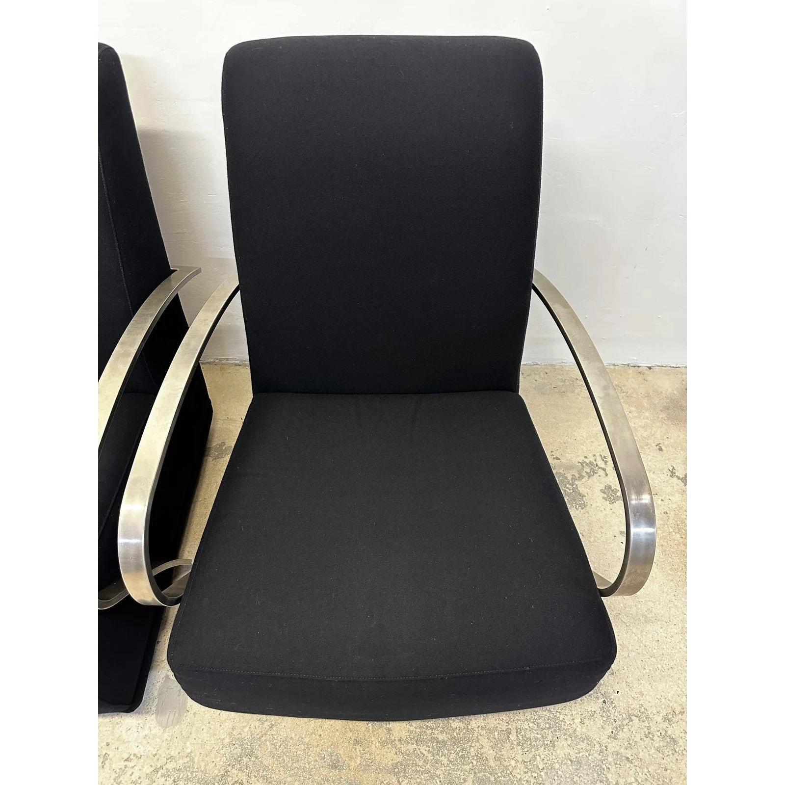 art-deco-revival-black-lounge-chairs-with-steel-arms-by-directional-a-pair-7607