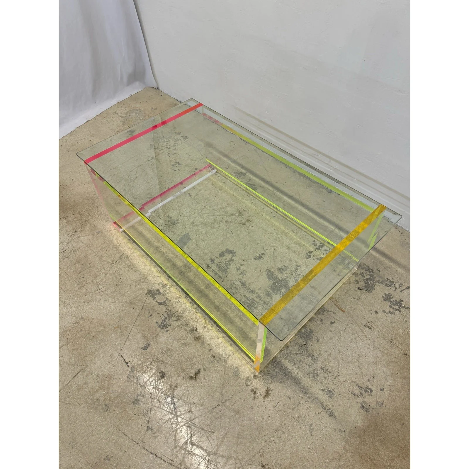 contemporary-neon-color-edge-lucite-coffee-table-with-beveled-glass-top-7531