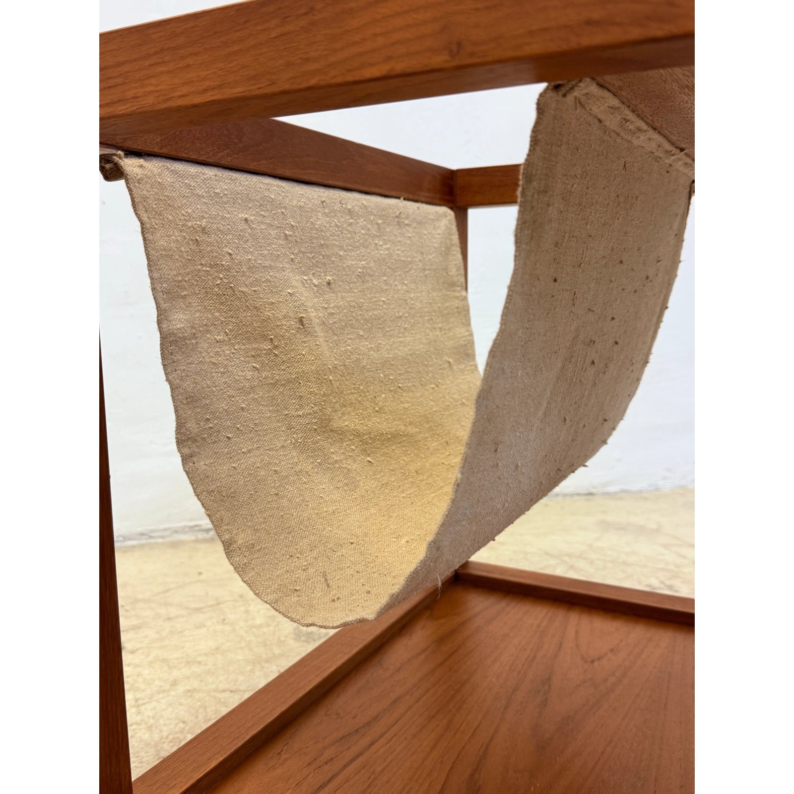 mid-century-danish-modern-teak-wood-rolling-end-table-with-magazine-or-book-holder-8061