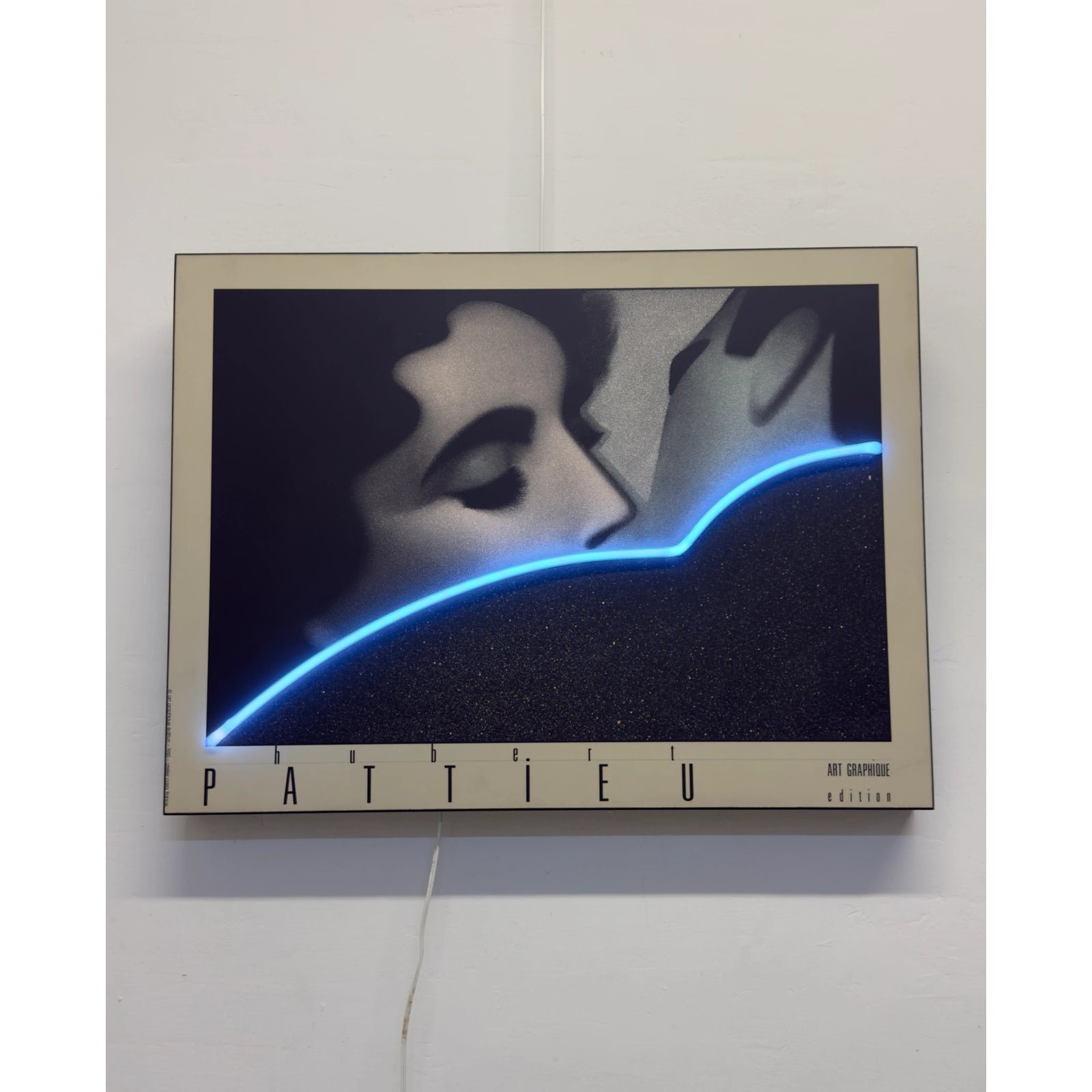 hubert-pattieu-the-kiss-print-with-blue-neon-accent-wall-art-sculpture-1985-8729