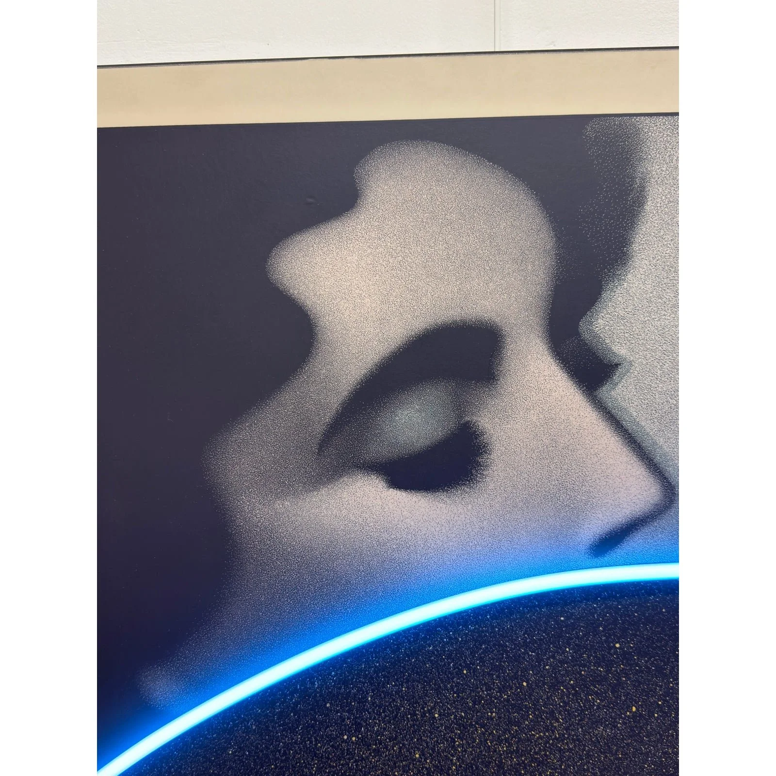 hubert-pattieu-the-kiss-print-with-blue-neon-accent-wall-art-sculpture-1985-2939