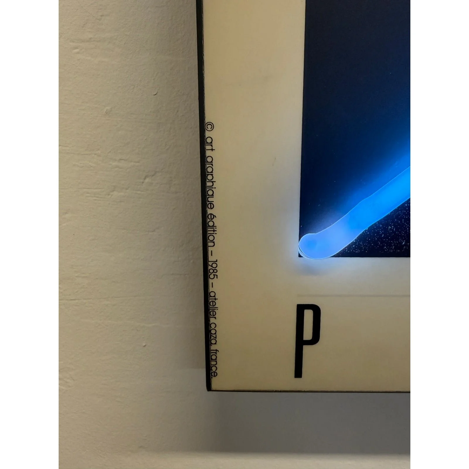 hubert-pattieu-the-kiss-print-with-blue-neon-accent-wall-art-sculpture-1985
