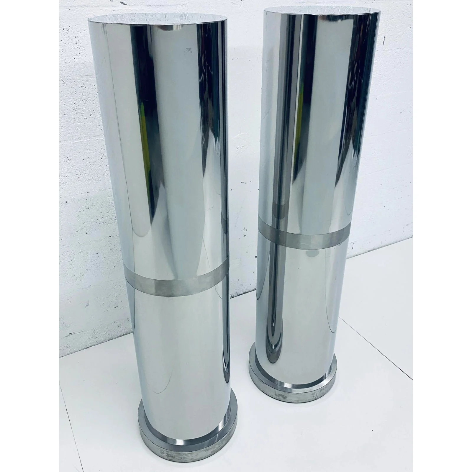 polished-steel-tall-circular-pedestal-tables-with-brushed-steel-banding-a-pair-7197