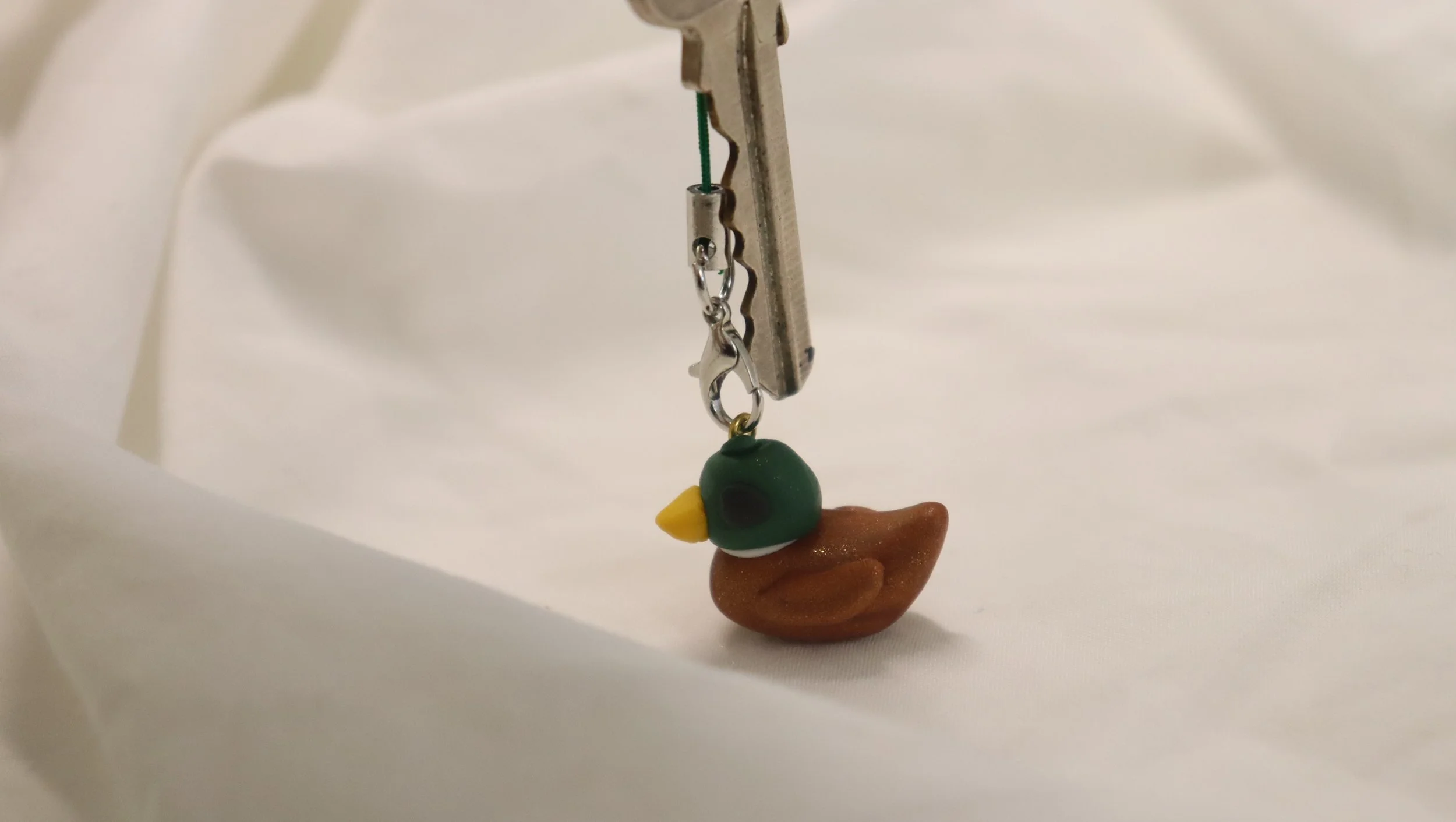 Handmade Polymer Clay Duck Charm & Keychain